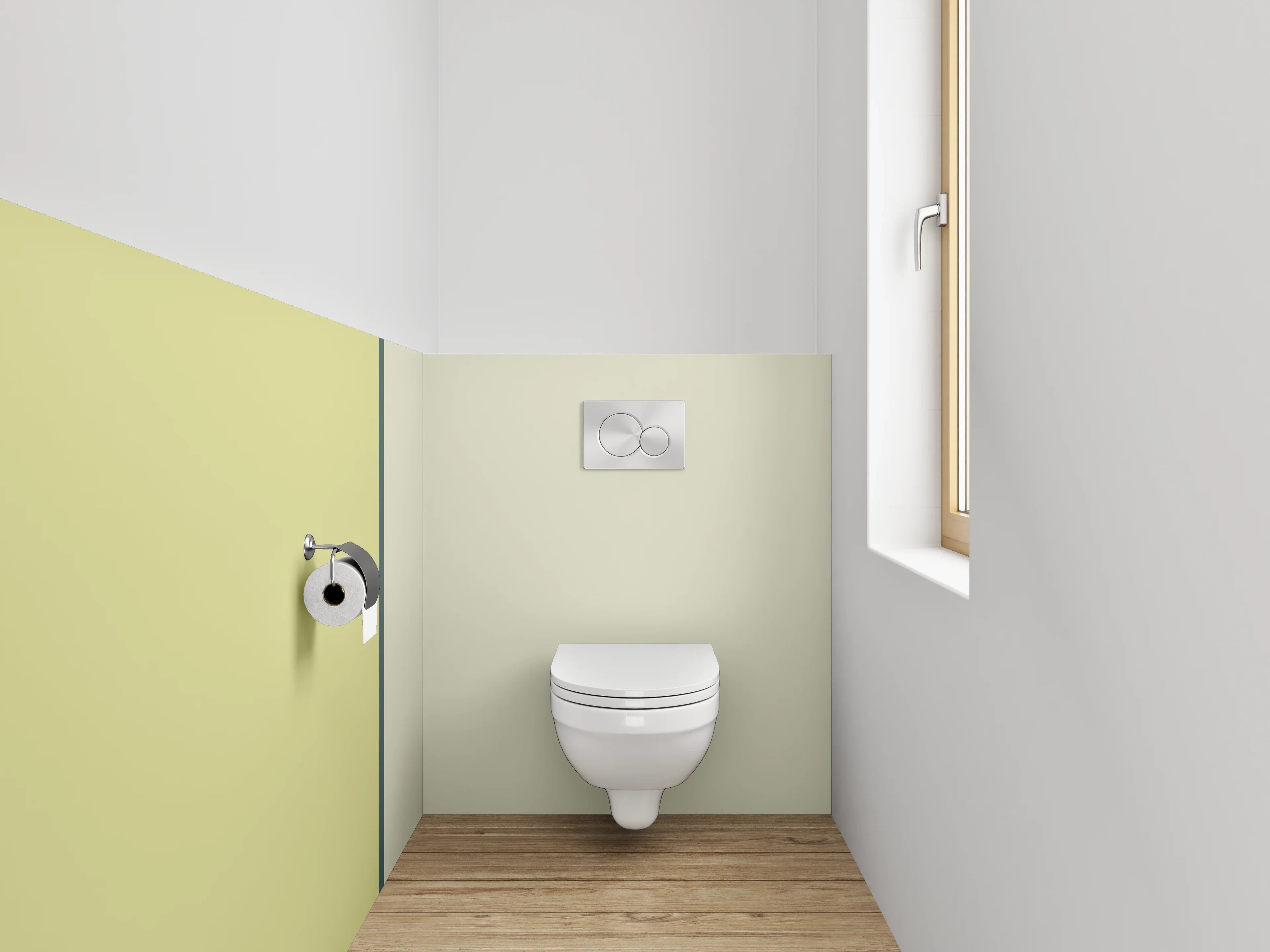 WC-Rückwand - Zweifarbige Minimal Farbfläche Gelb Beige