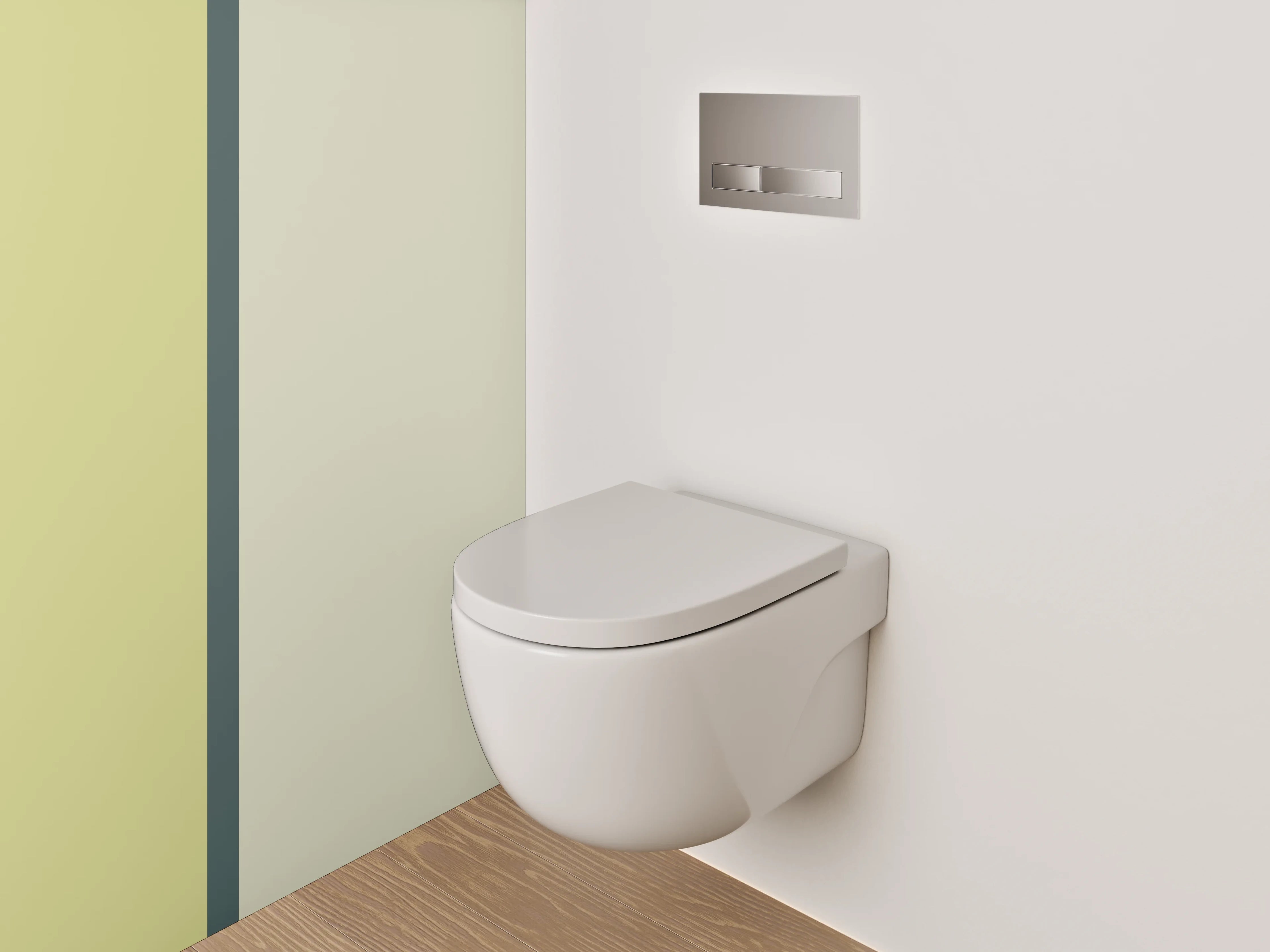 WC-Rückwand - Zweifarbige Minimal Farbfläche Gelb Beige