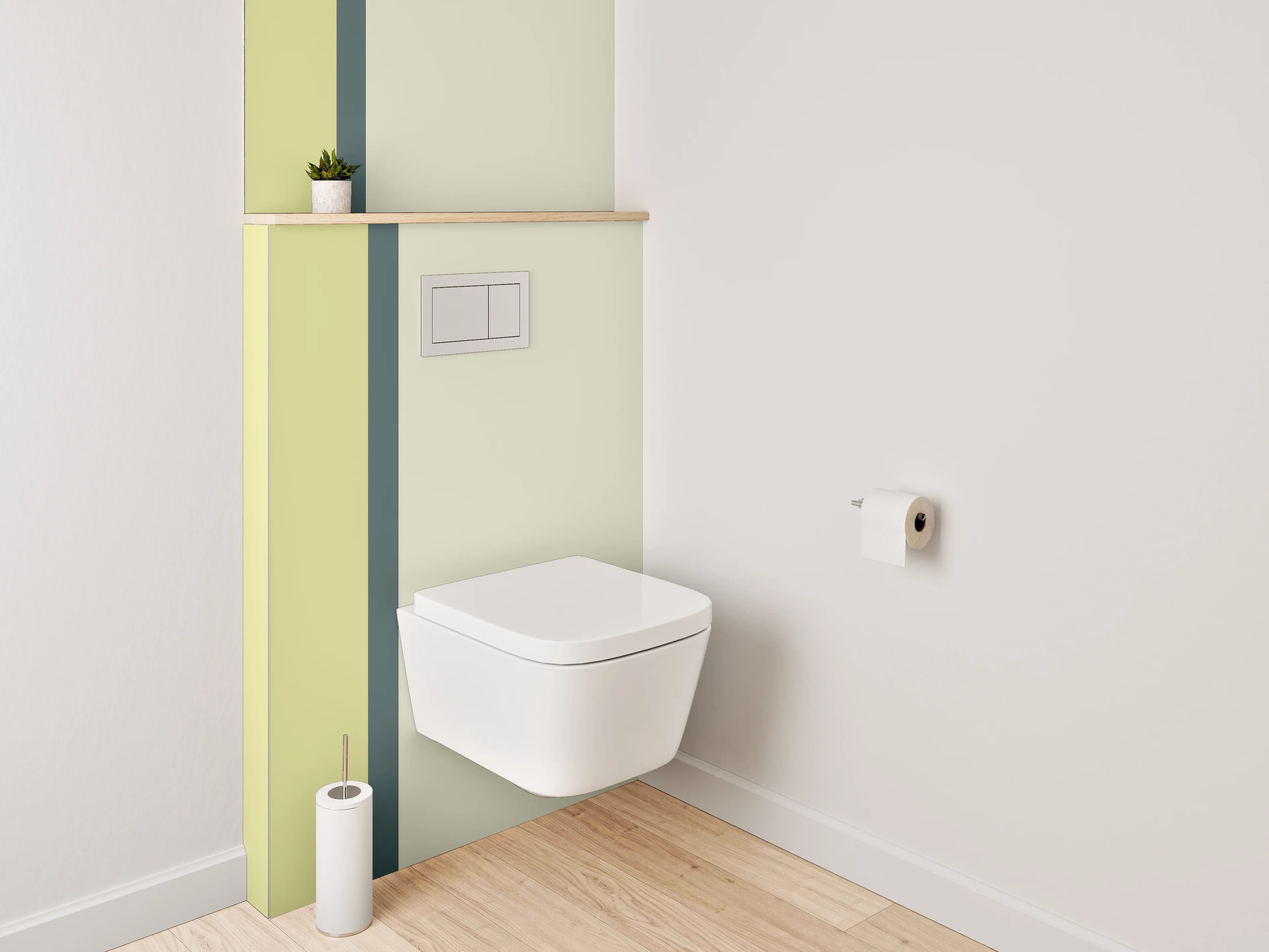 WC-Rückwand - Zweifarbige Minimal Farbfläche Gelb Beige