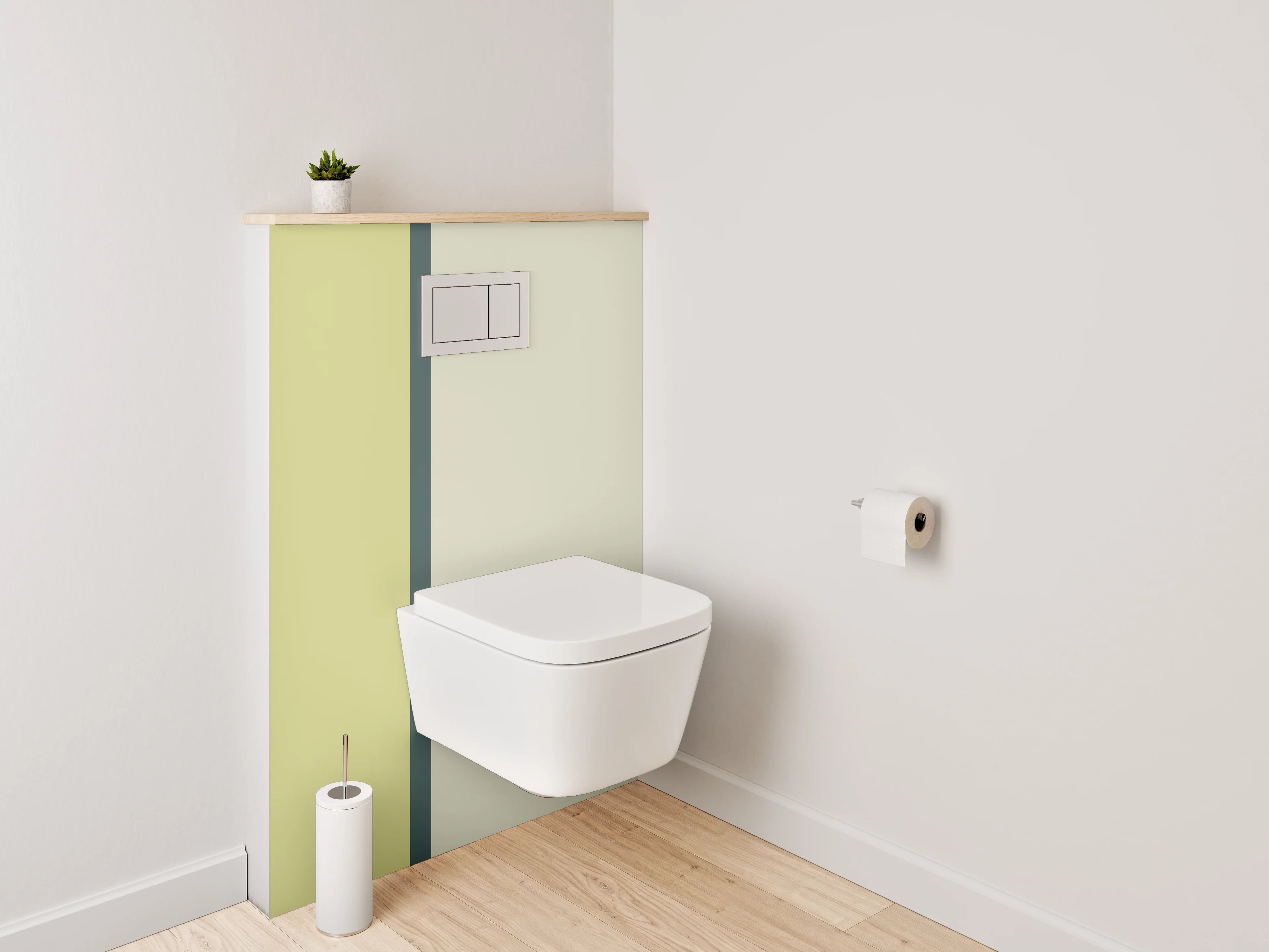 WC-Rückwand - Zweifarbige Minimal Farbfläche Gelb Beige
