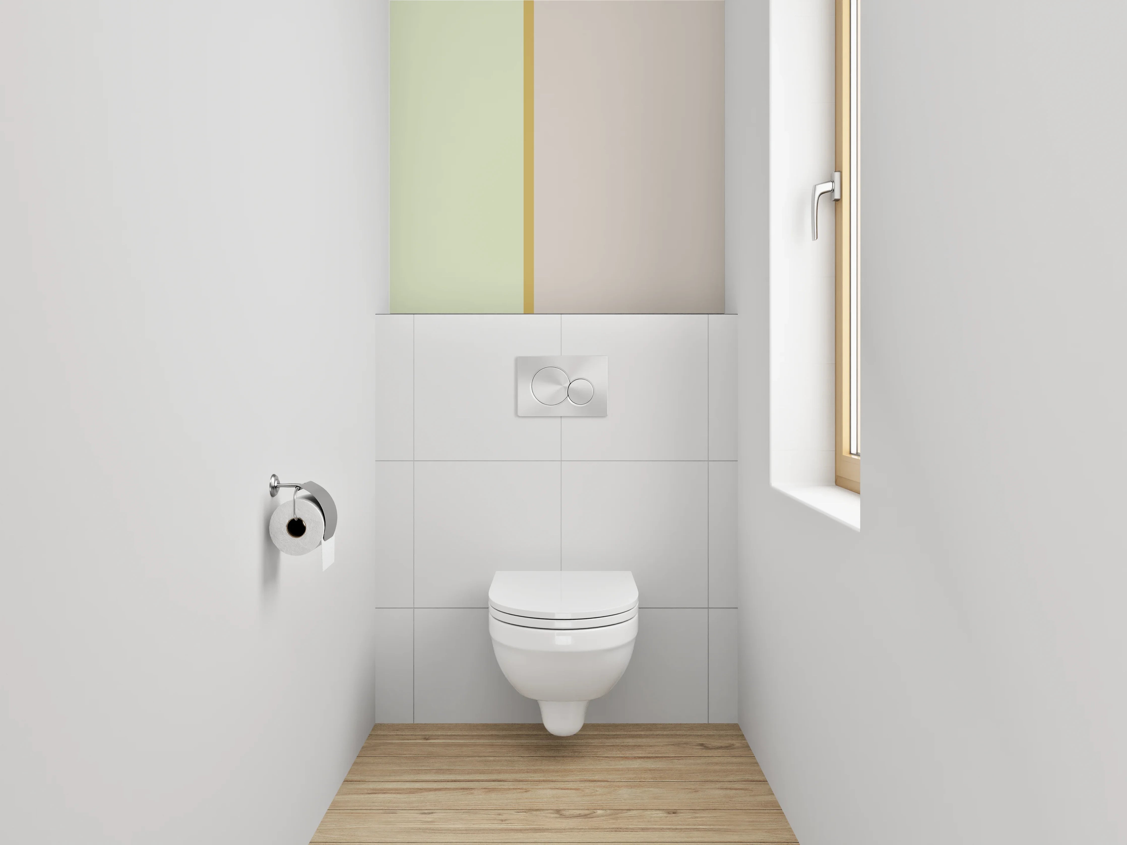 WC-Rückwand - Zweifarbige Minimalismus-Wand Beige Grün