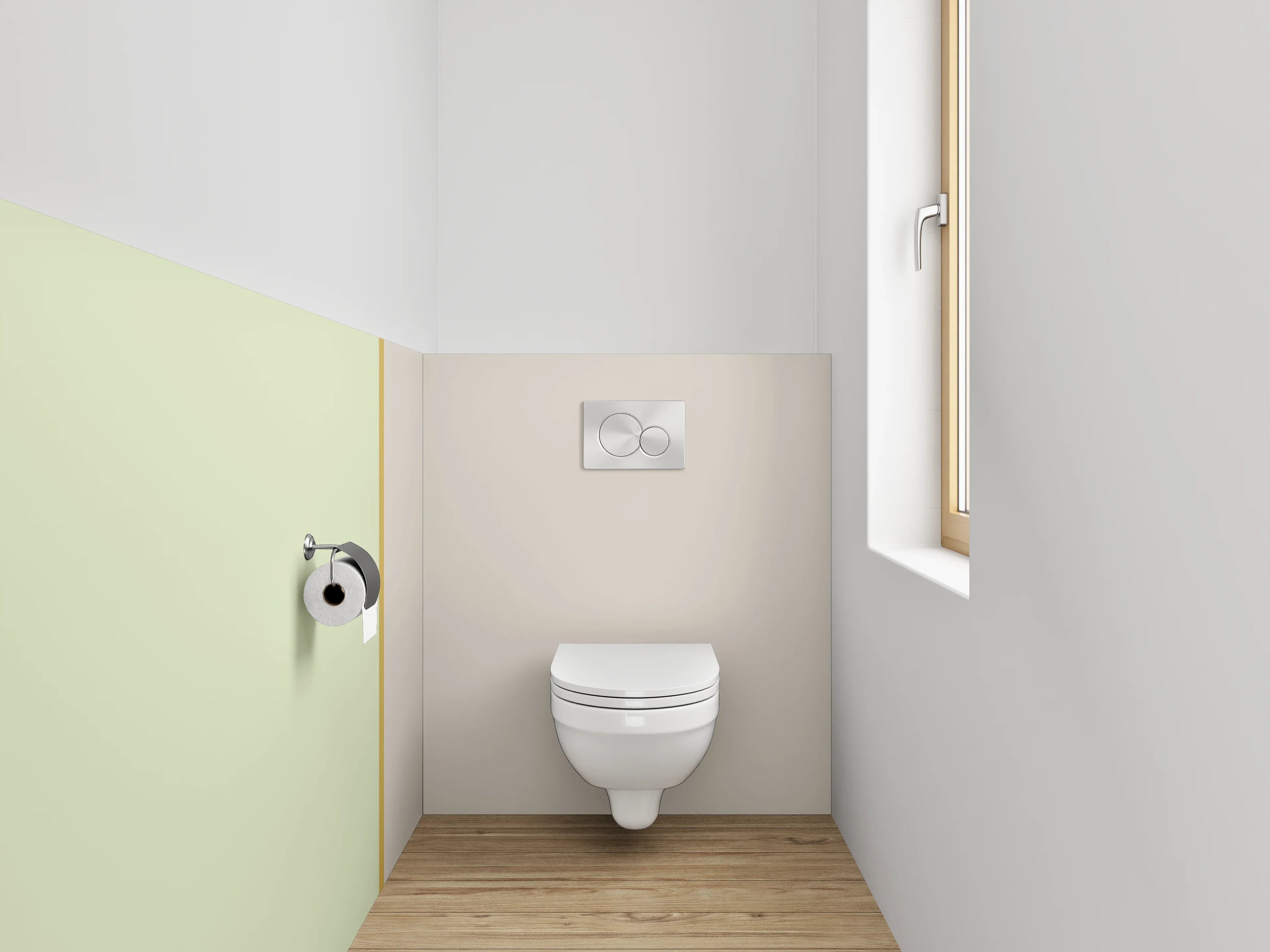 WC-Rückwand - Zweifarbige Minimalismus-Wand Beige Grün