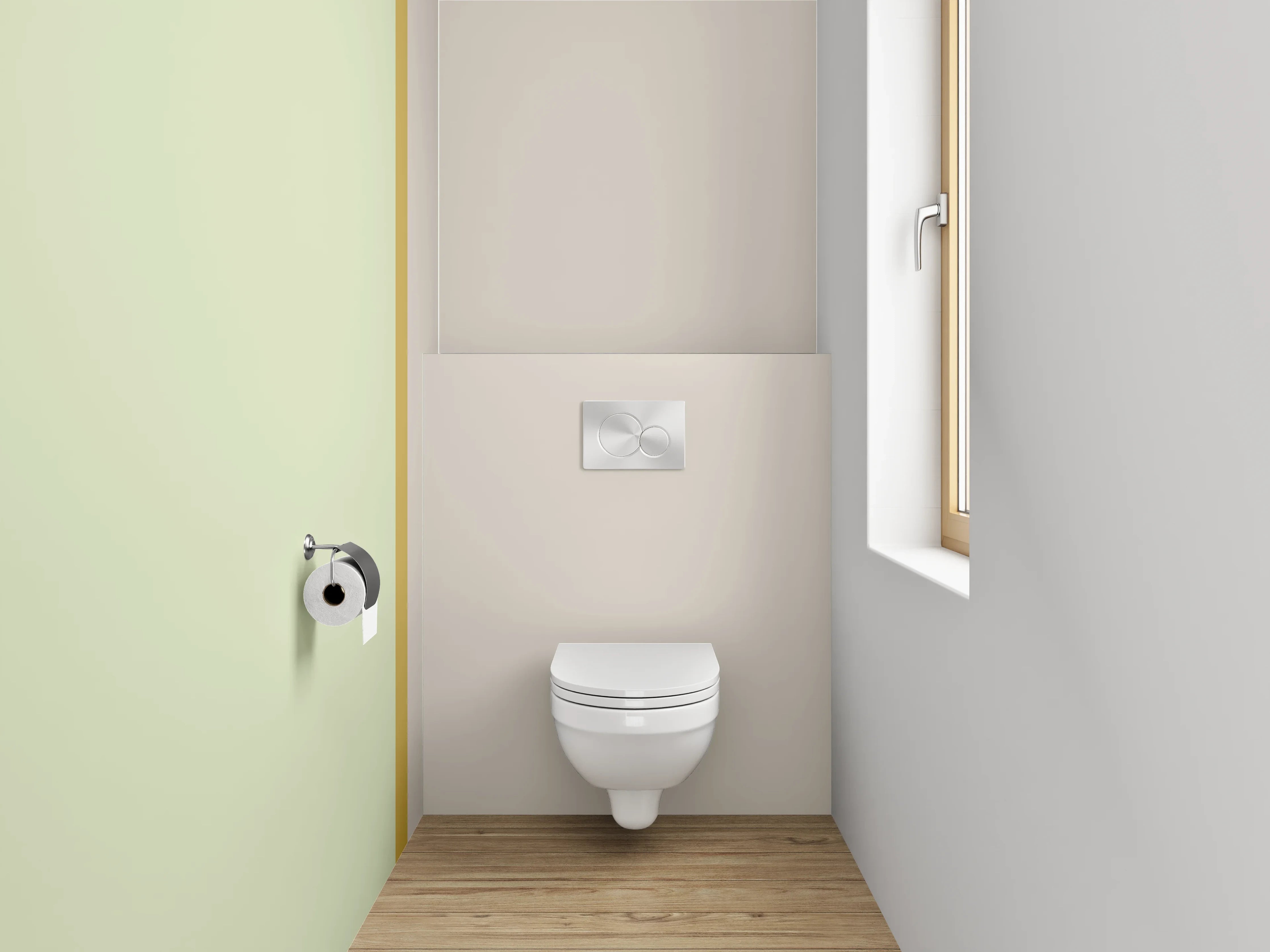 WC-Rückwand - Zweifarbige Minimalismus-Wand Beige Grün