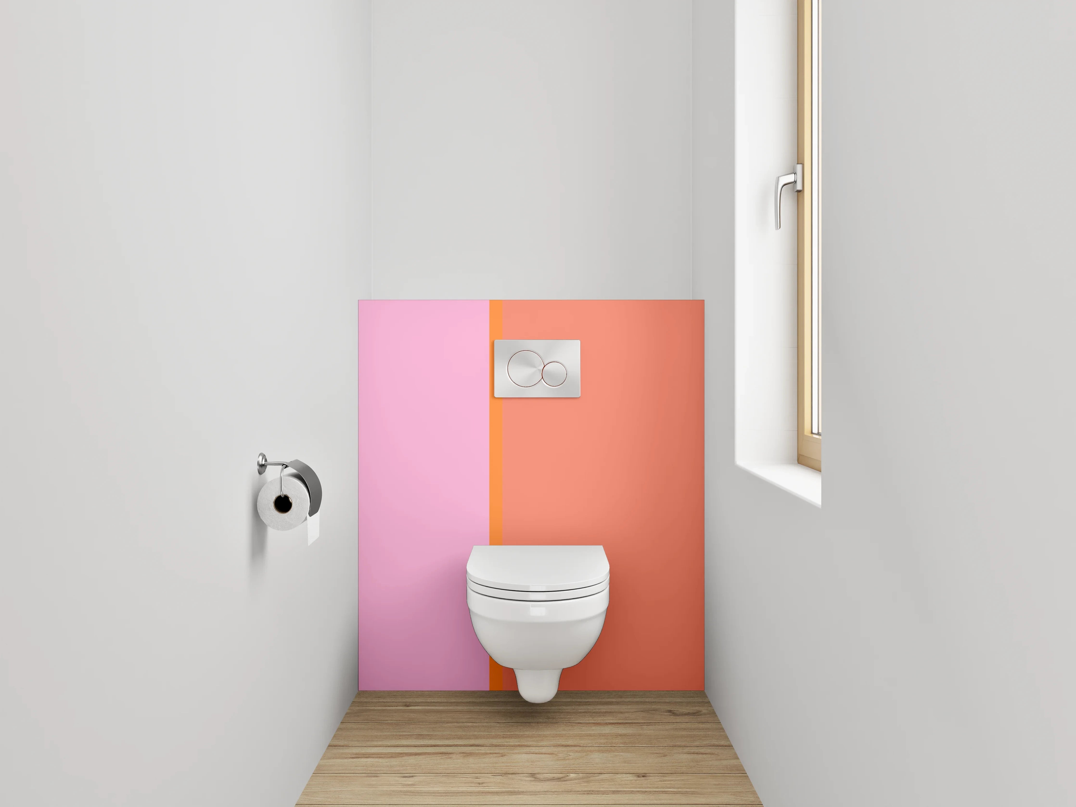 WC-Rückwand - Zweifarbige Rosa-Orange Designwand