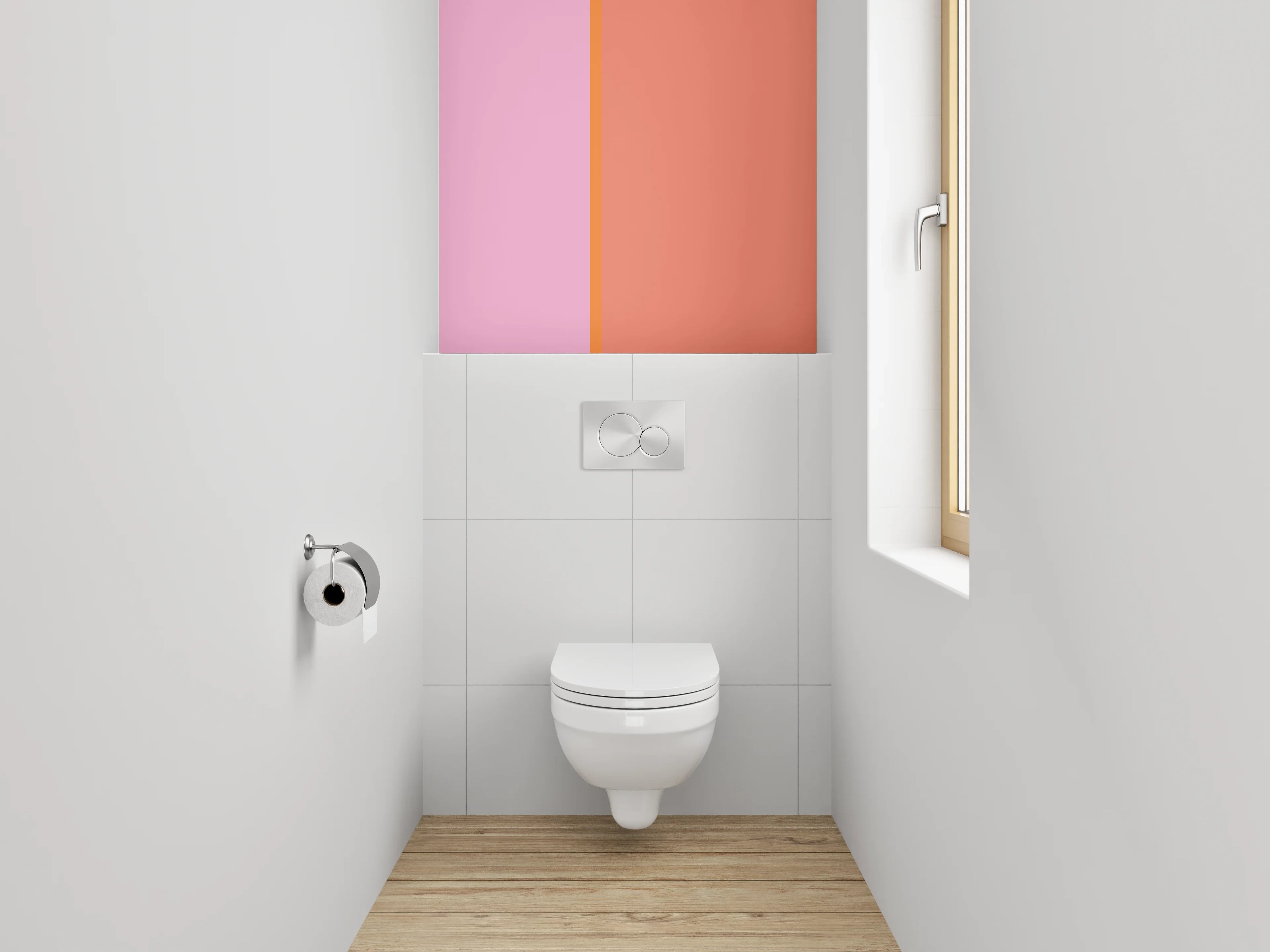 WC-Rückwand - Zweifarbige Rosa-Orange Designwand