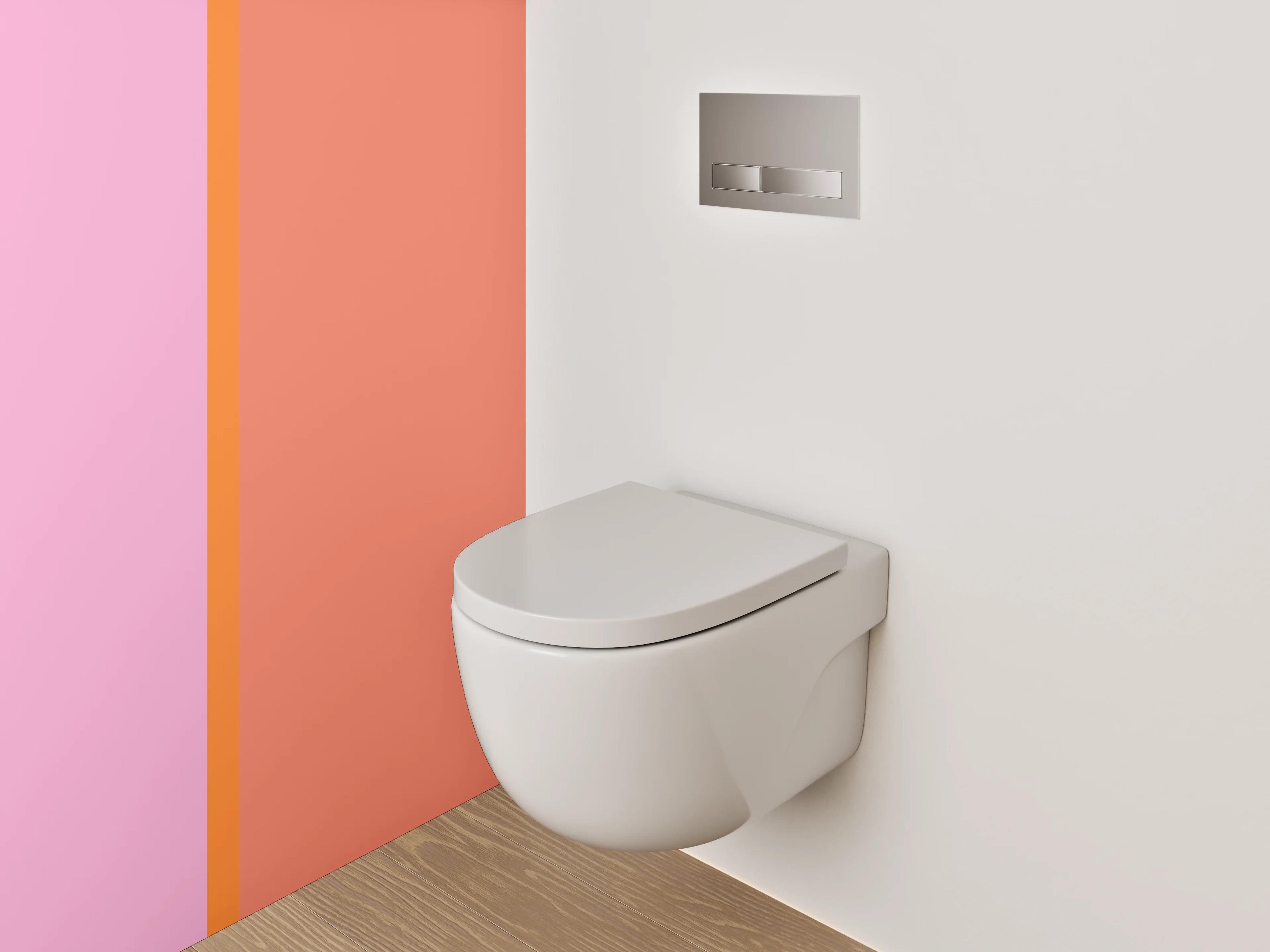 WC-Rückwand - Zweifarbige Rosa-Orange Designwand