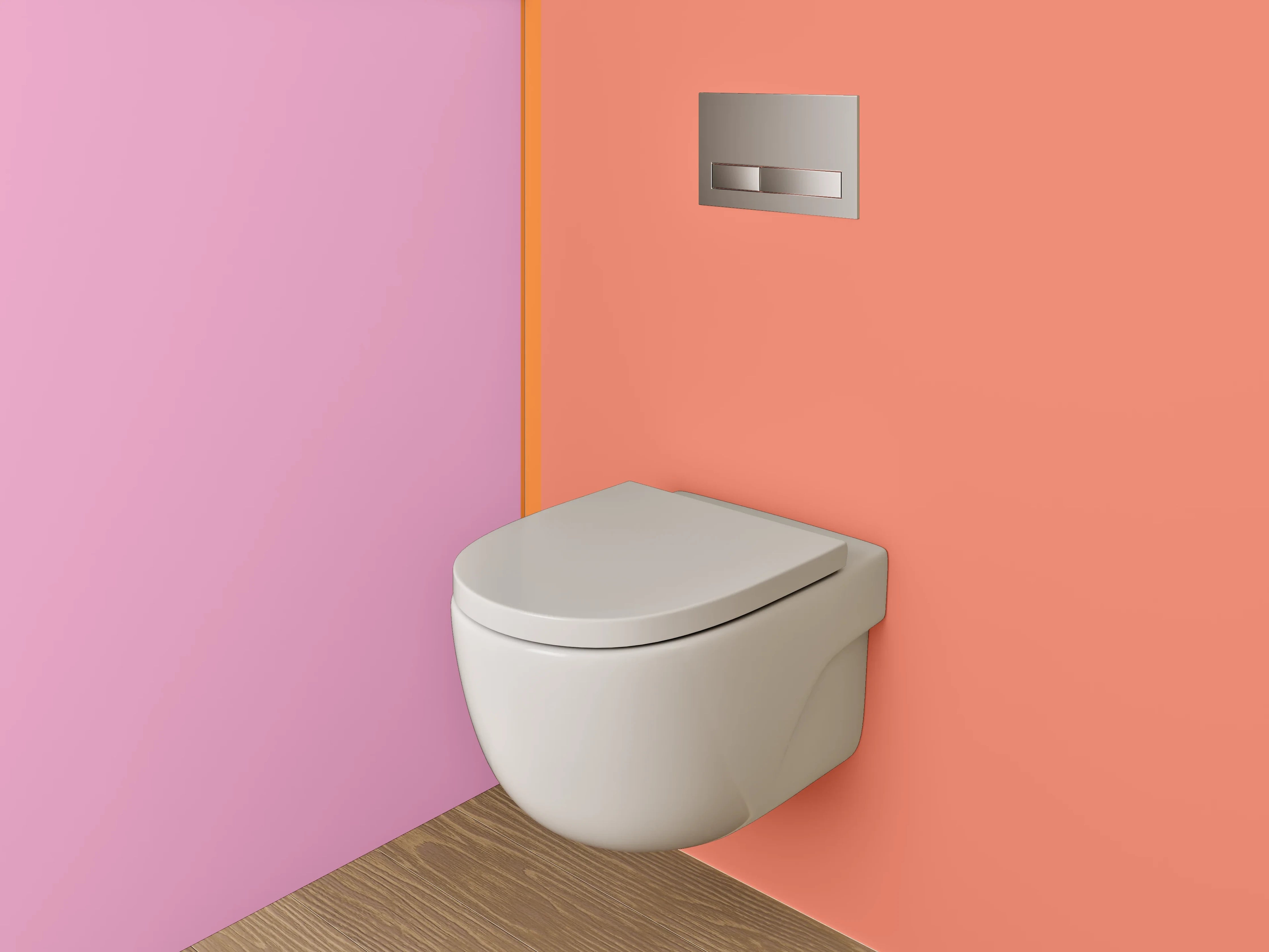 WC-Rückwand - Zweifarbige Rosa-Orange Designwand