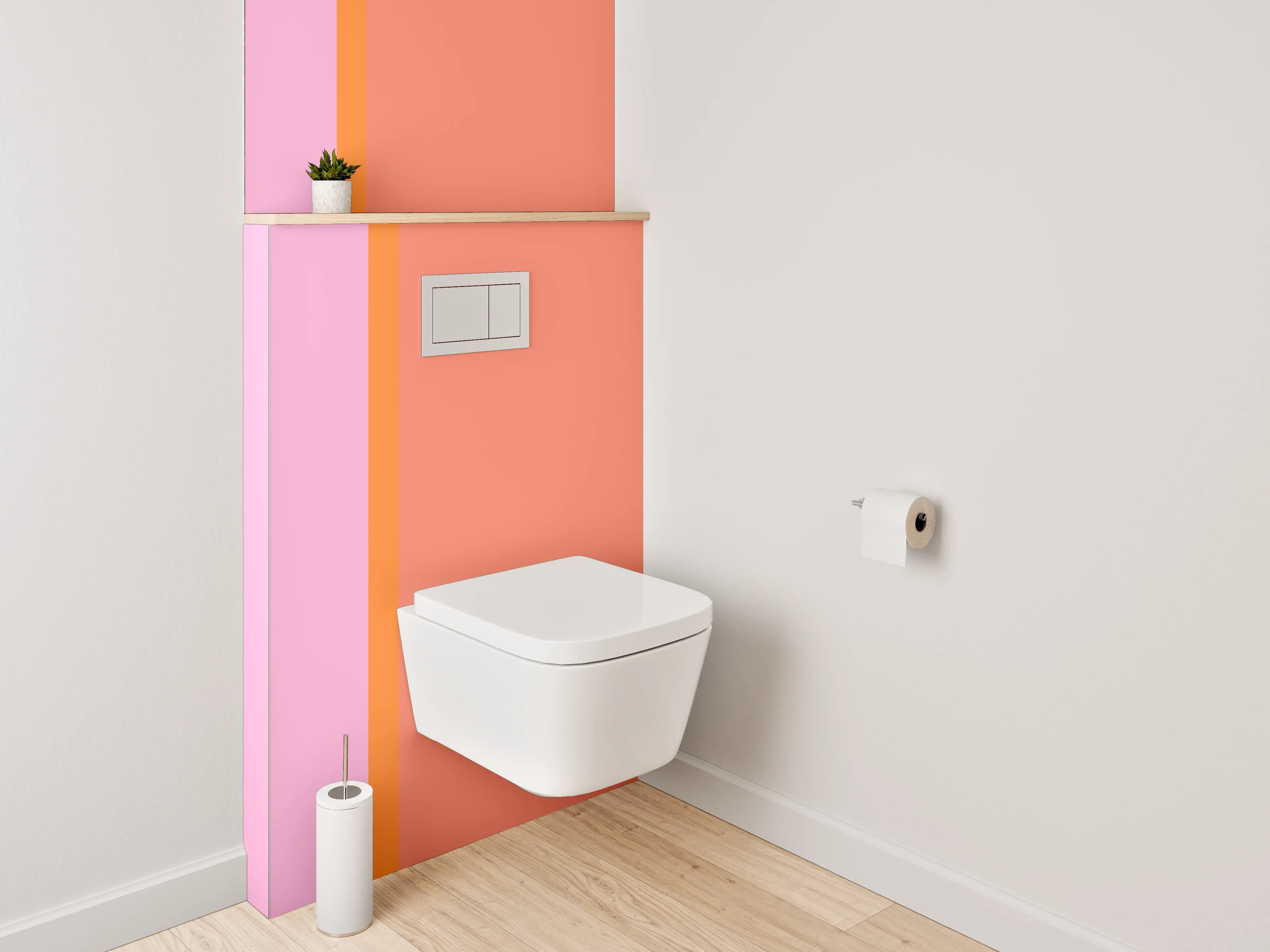 WC-Rückwand - Zweifarbige Rosa-Orange Designwand