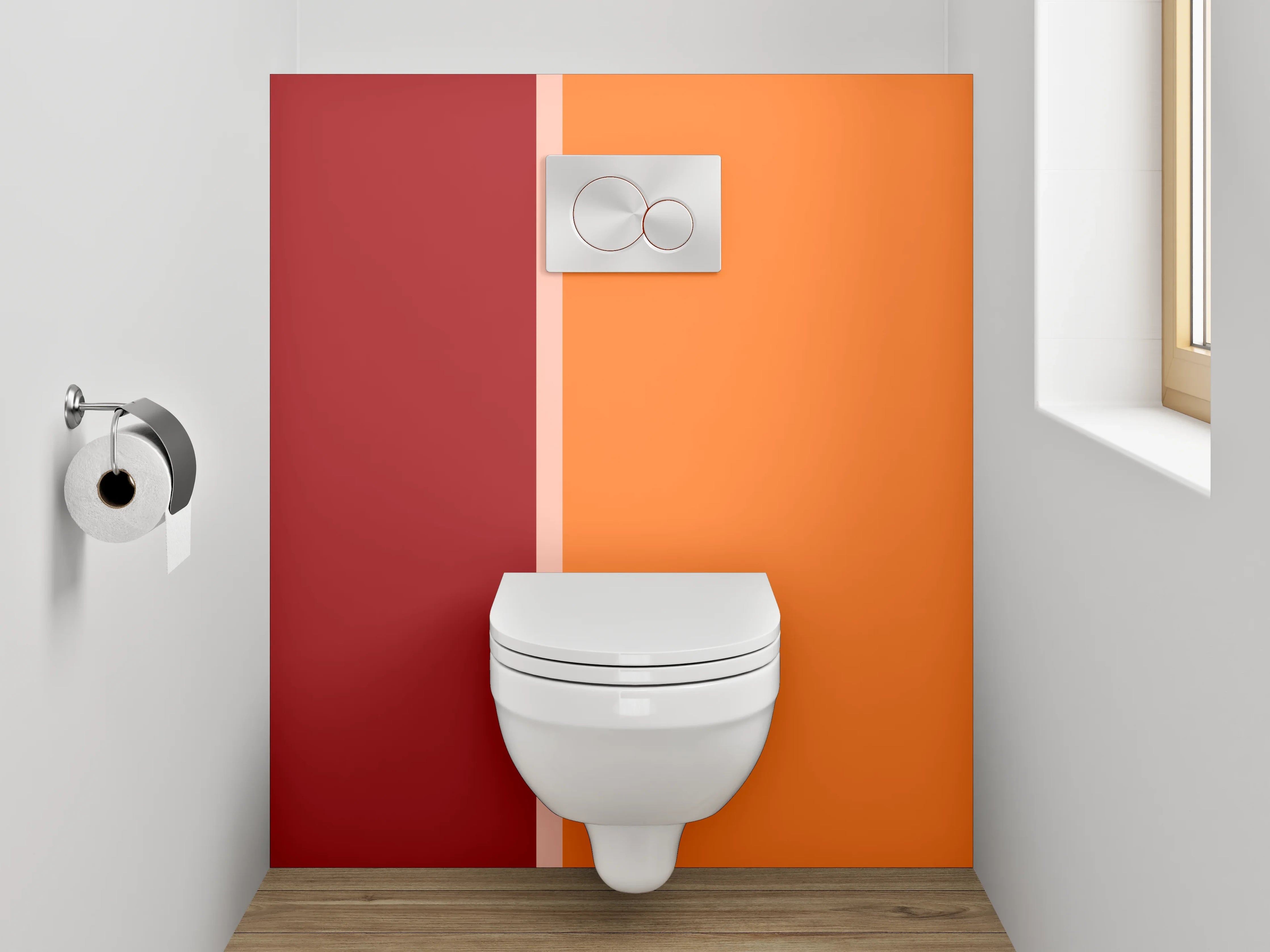 WC-Rückwand - Zweifarbige Uni-Farben in Orange und Rot