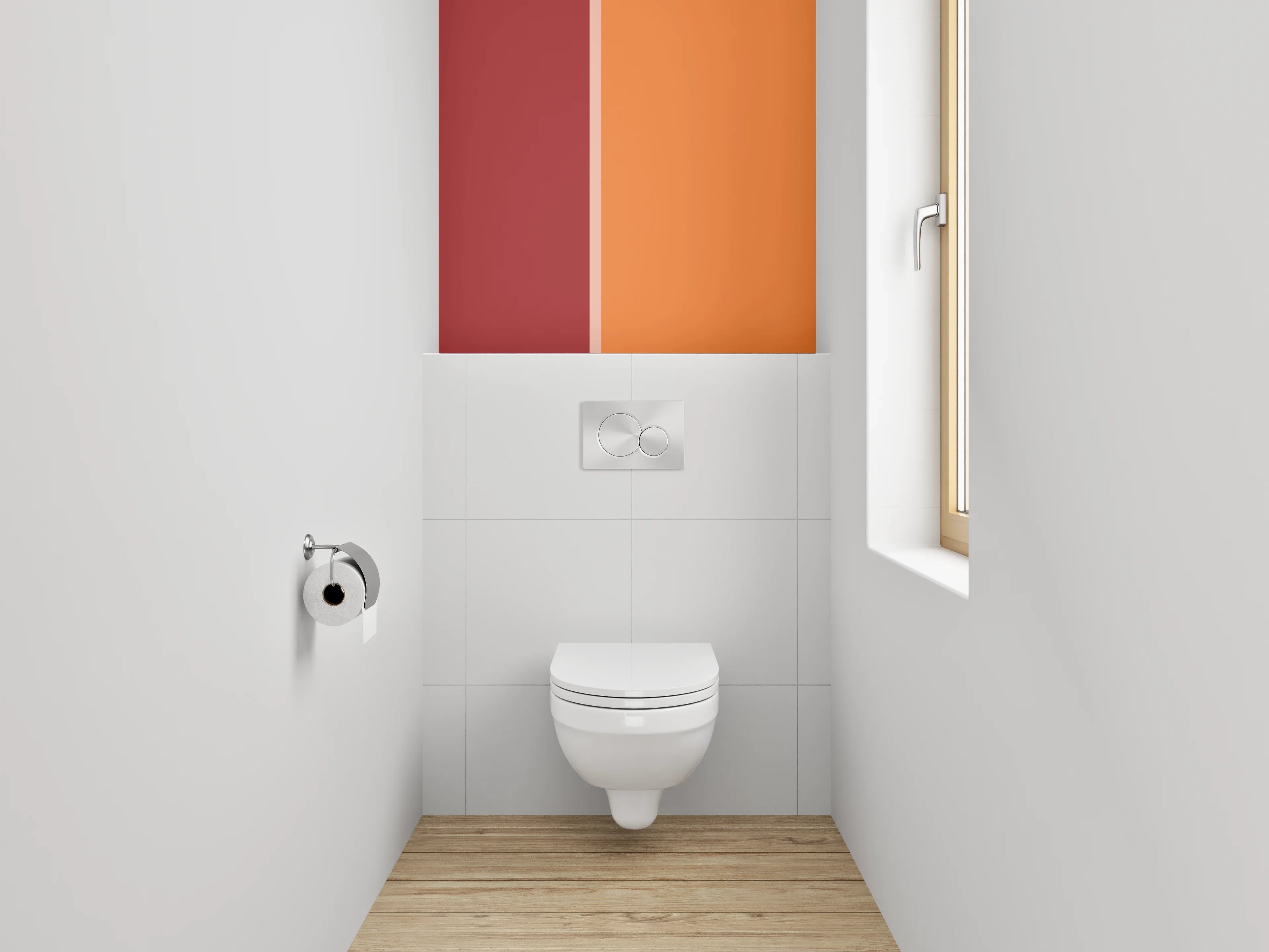 WC-Rückwand - Zweifarbige Uni-Farben in Orange und Rot