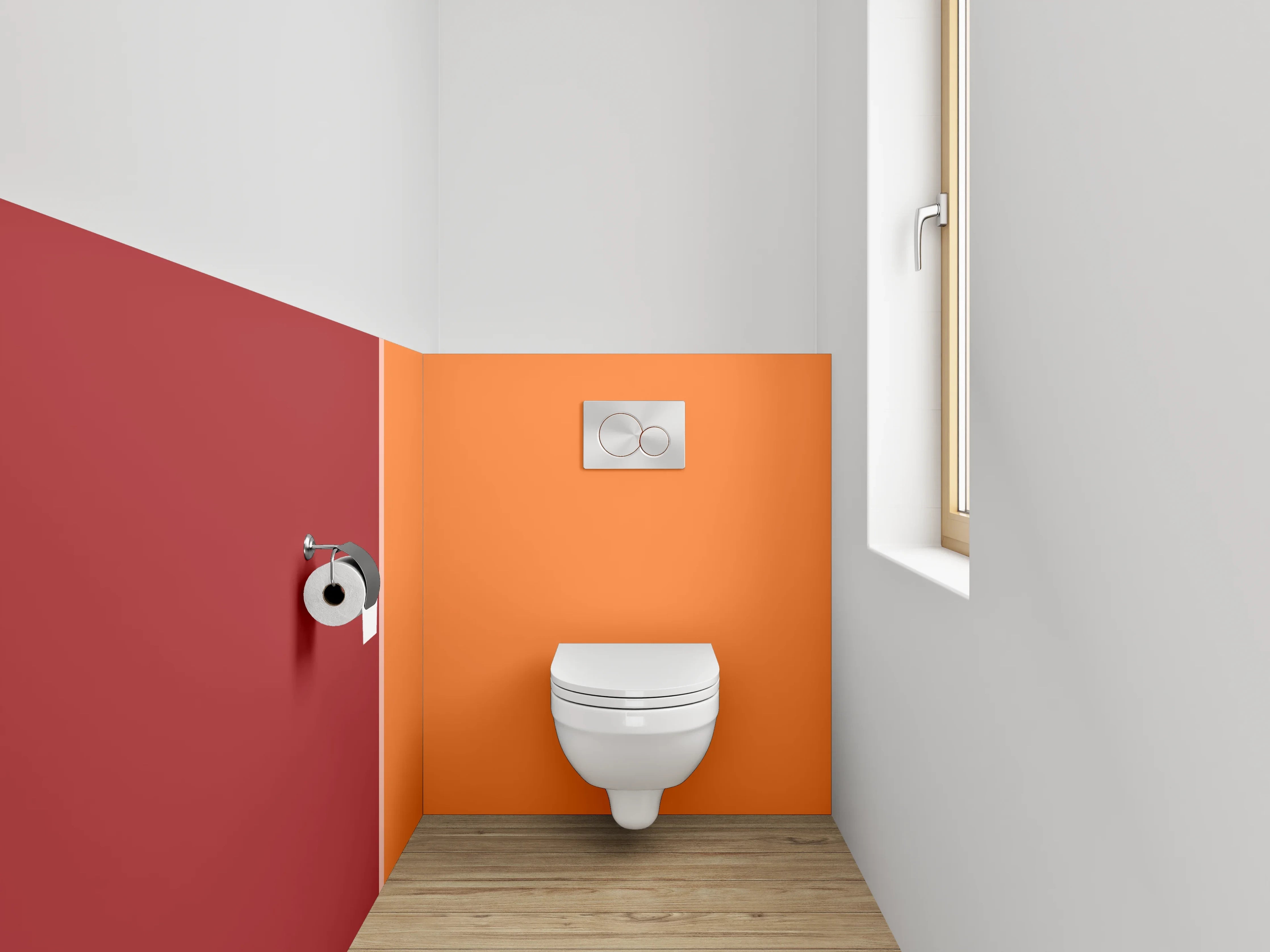 WC-Rückwand - Zweifarbige Uni-Farben in Orange und Rot