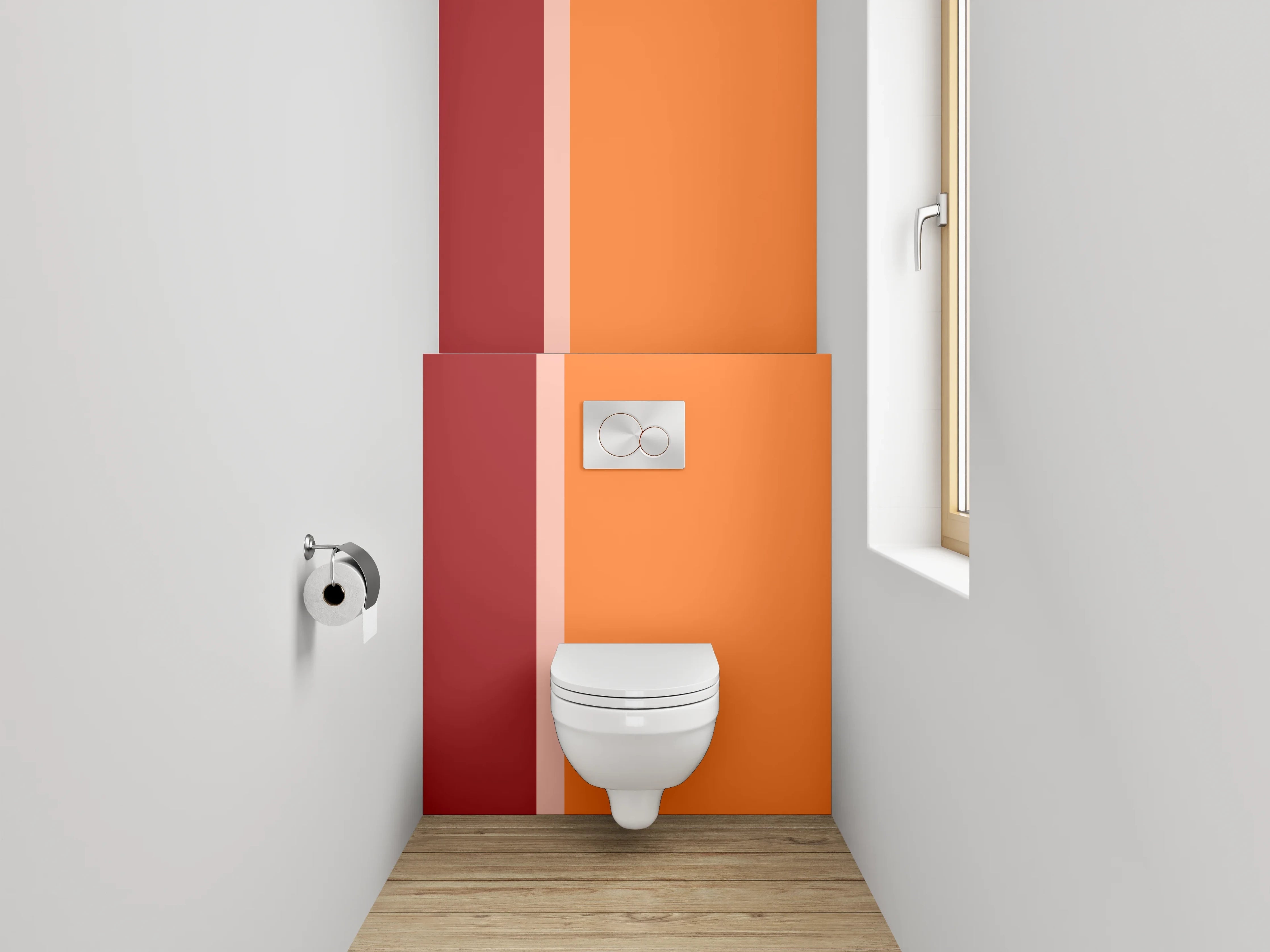 WC-Rückwand - Zweifarbige Uni-Farben in Orange und Rot