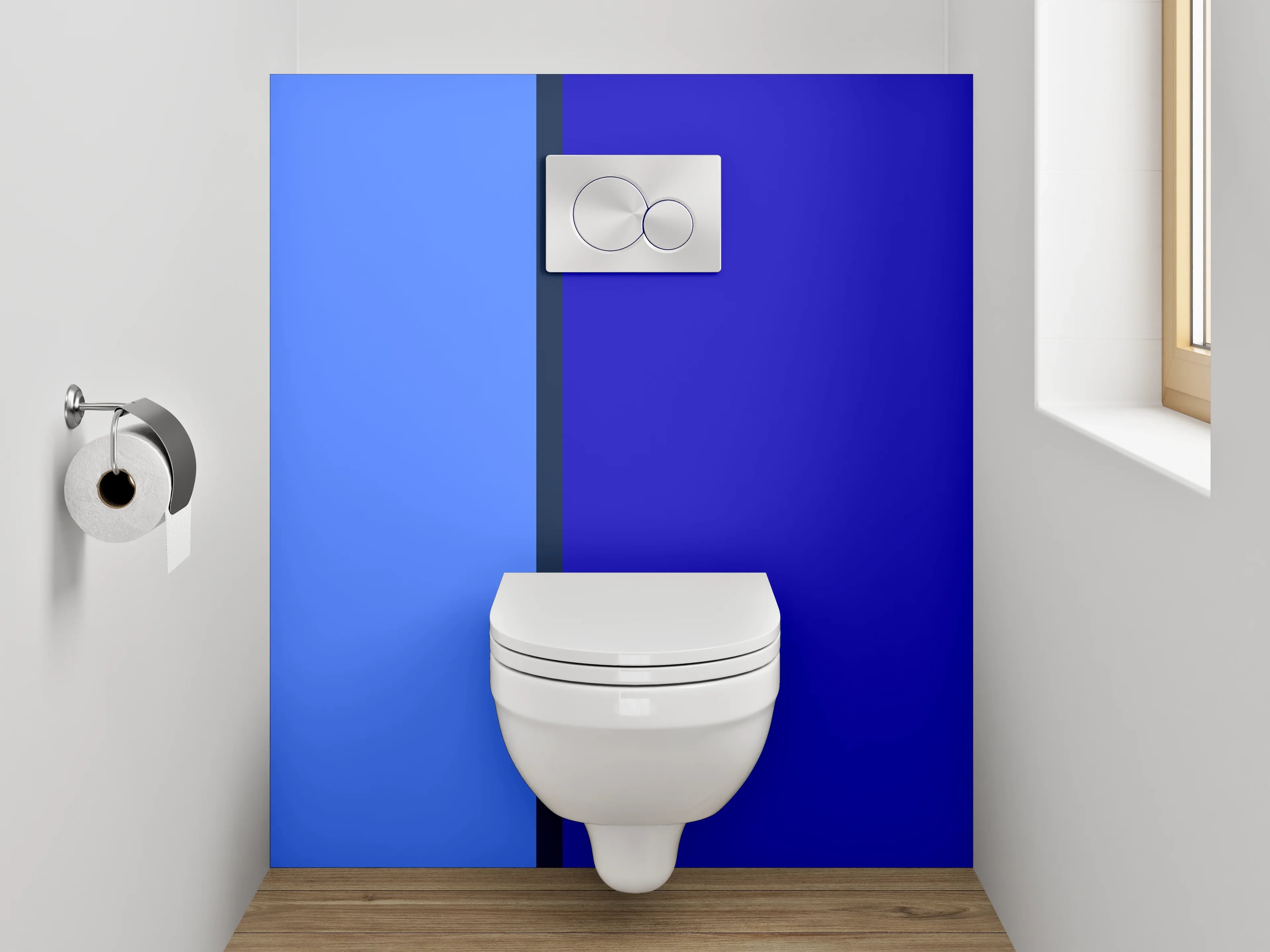 WC-Rückwand - Zweifarbige blaue Streifen – Modern
