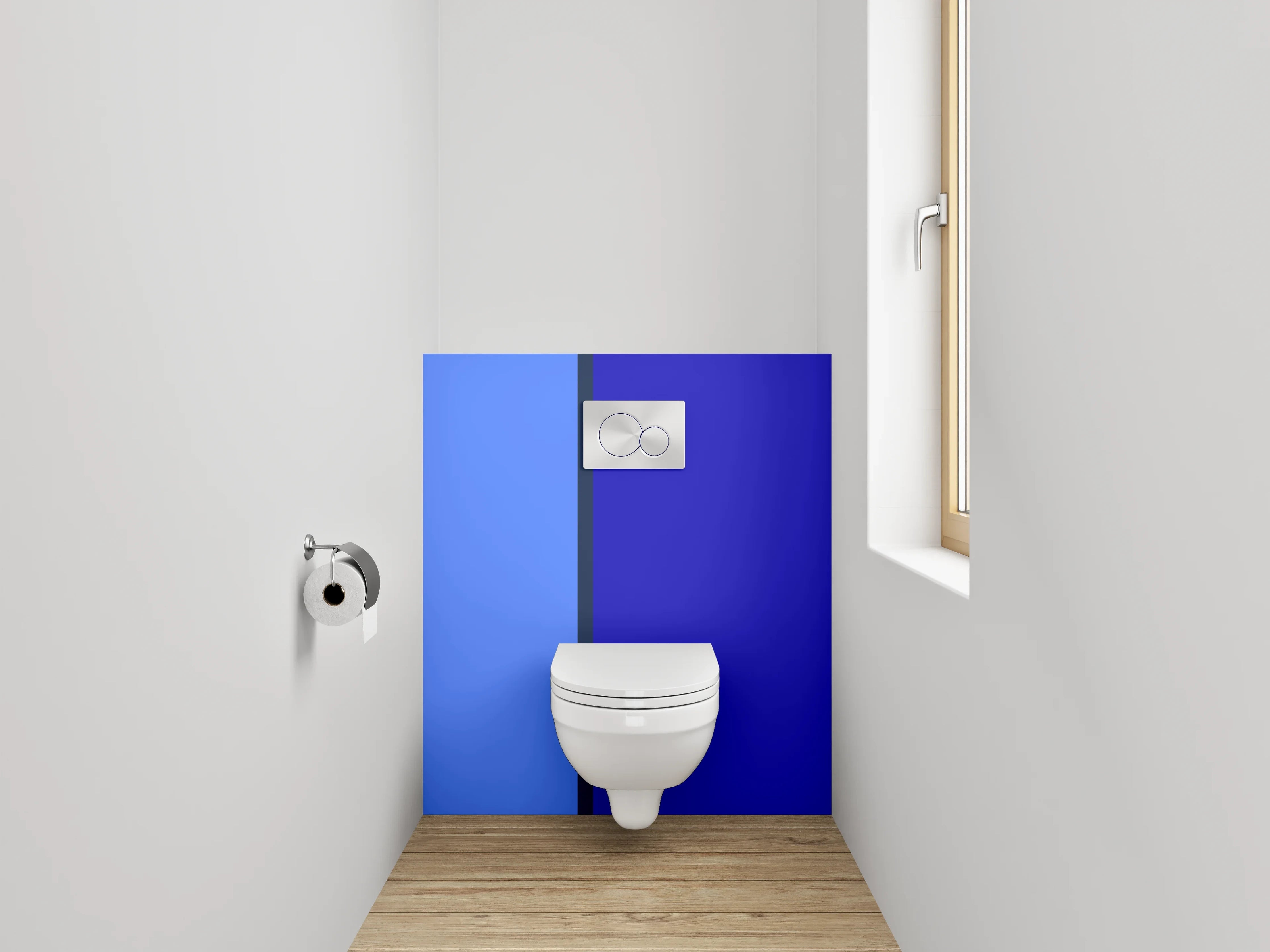 WC-Rückwand - Zweifarbige blaue Streifen – Modern