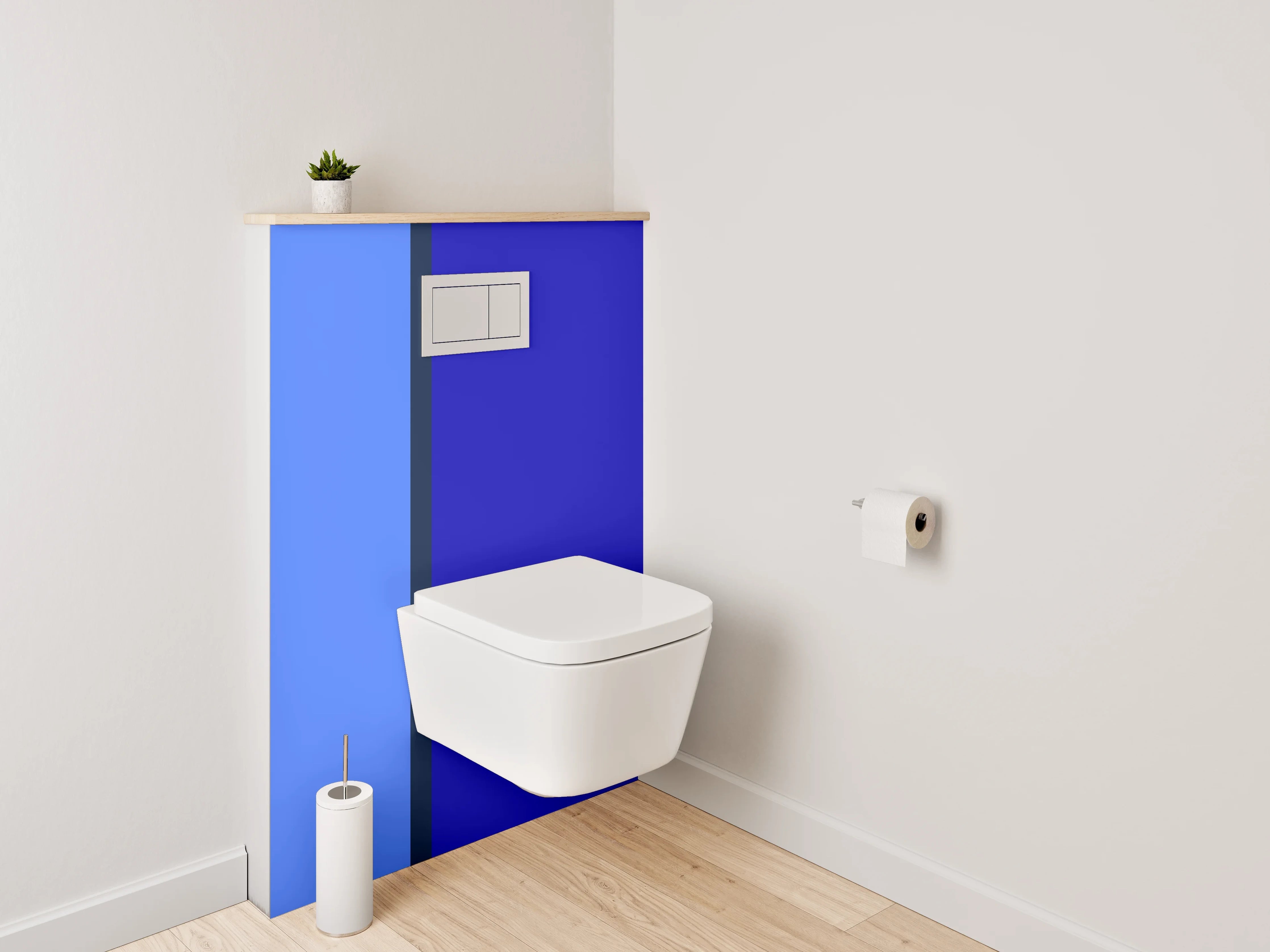 WC-Rückwand - Zweifarbige blaue Streifen – Modern