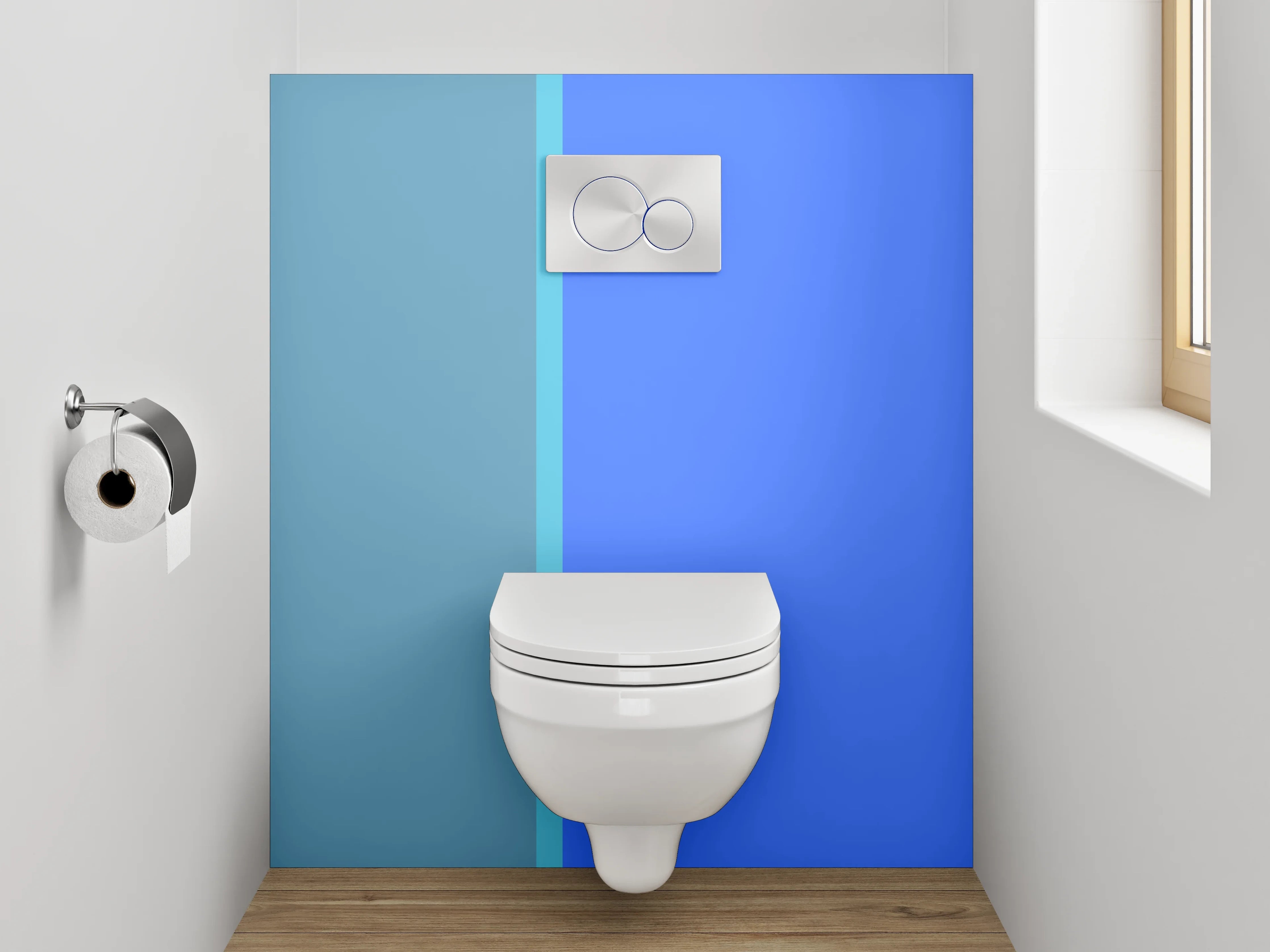 WC-Rückwand - Zweifarbige moderne blau-graue Wand