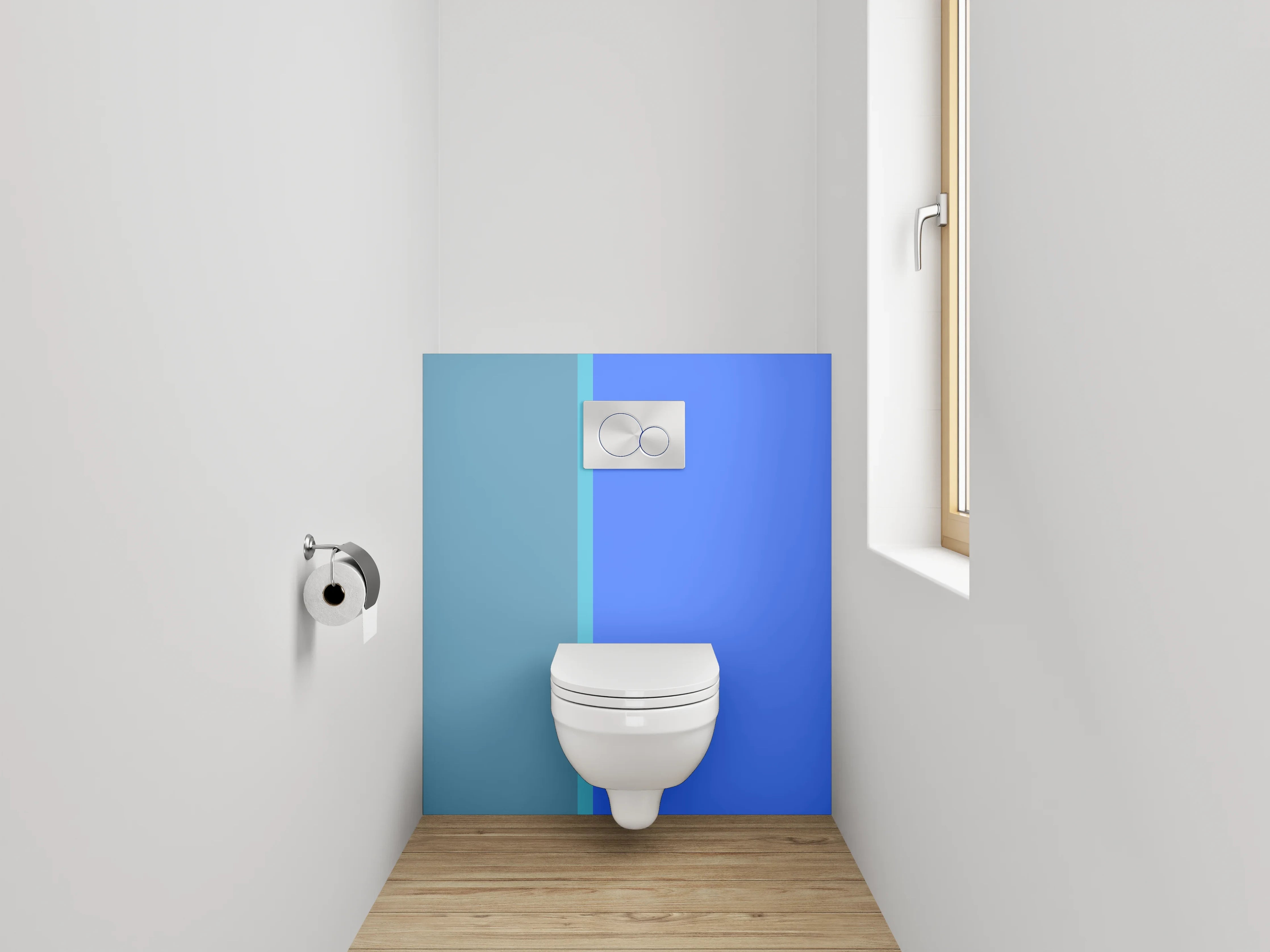 WC-Rückwand - Zweifarbige moderne blau-graue Wand