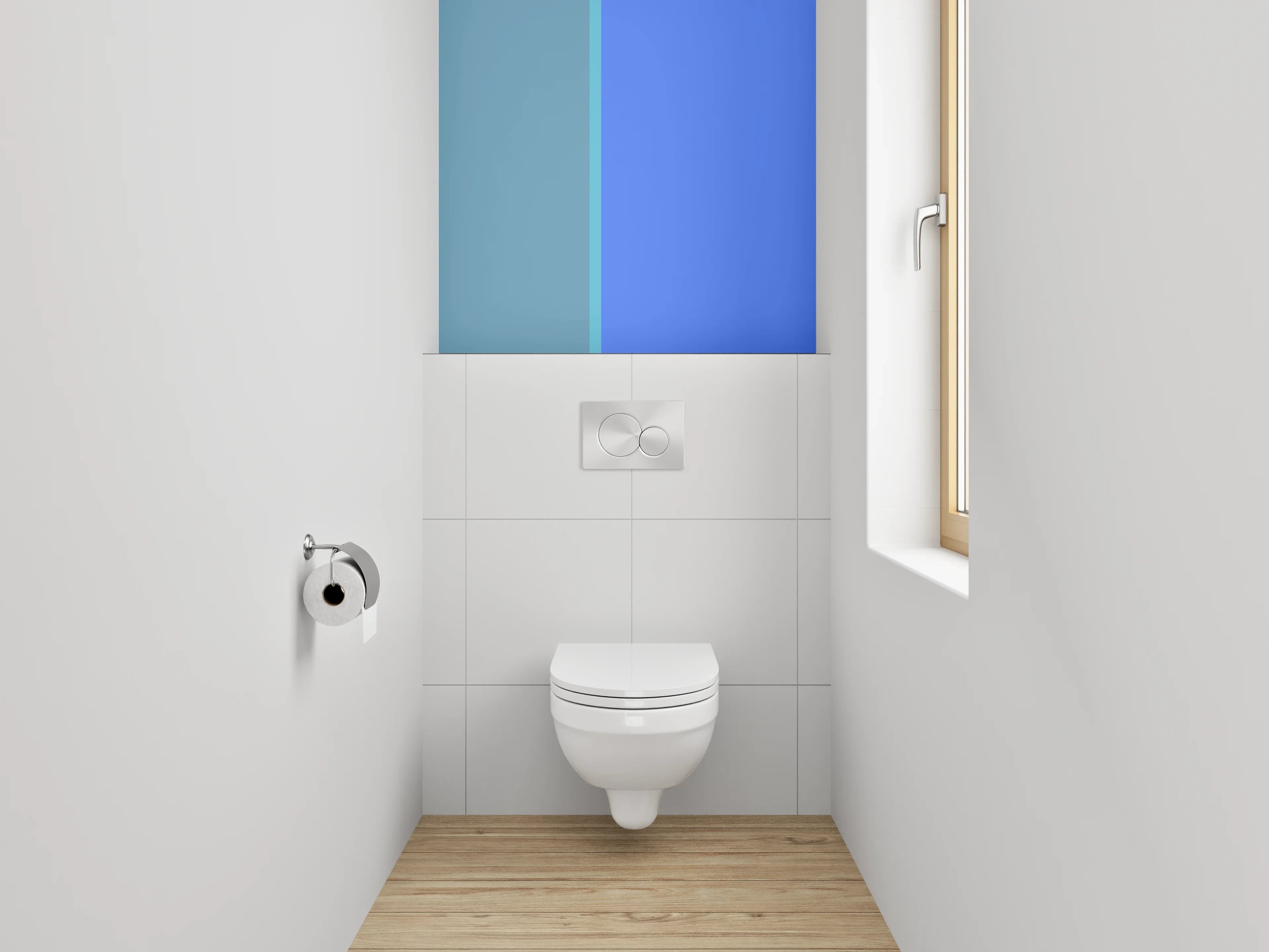 WC-Rückwand - Zweifarbige moderne blau-graue Wand