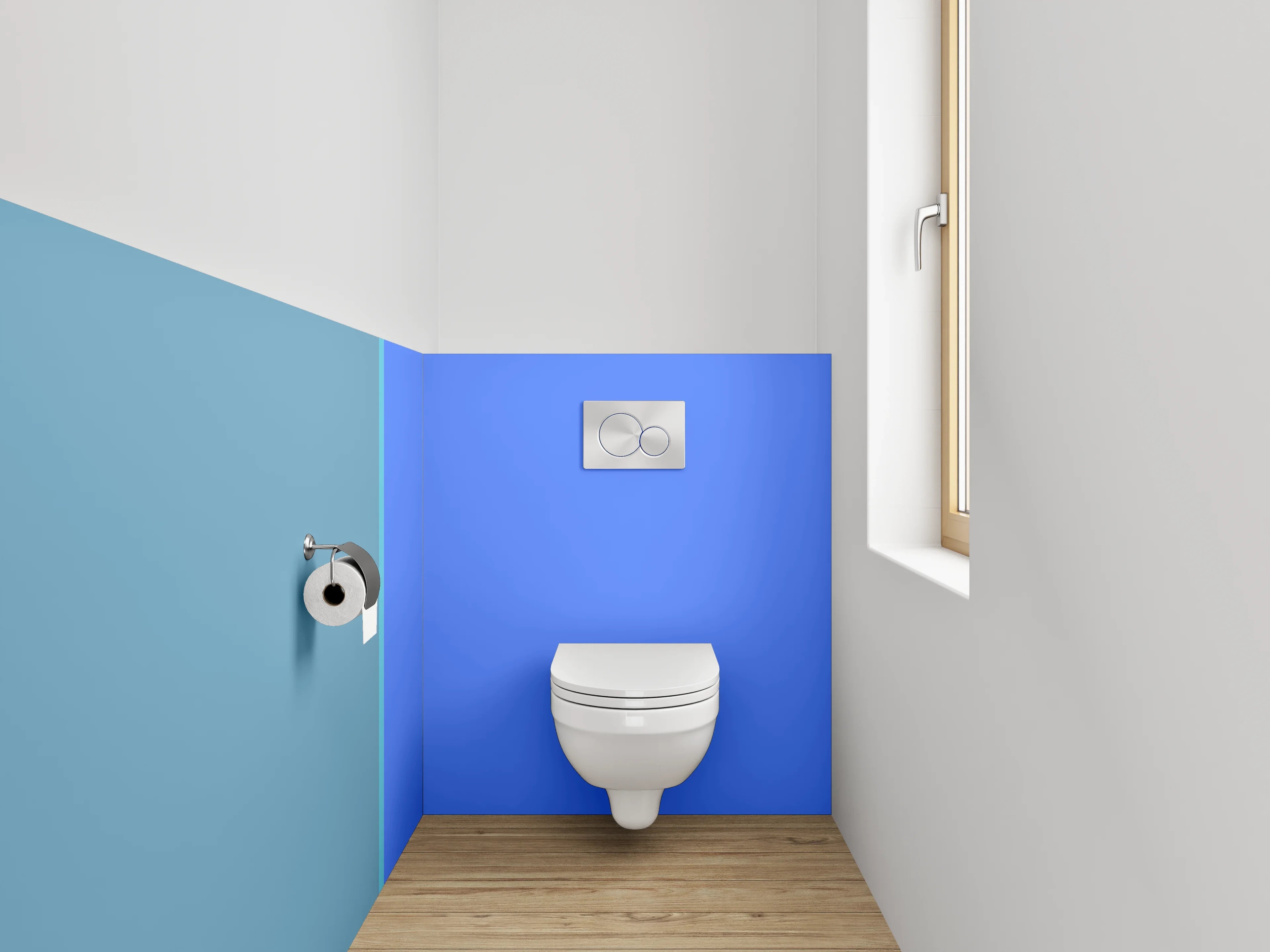 WC-Rückwand - Zweifarbige moderne blau-graue Wand