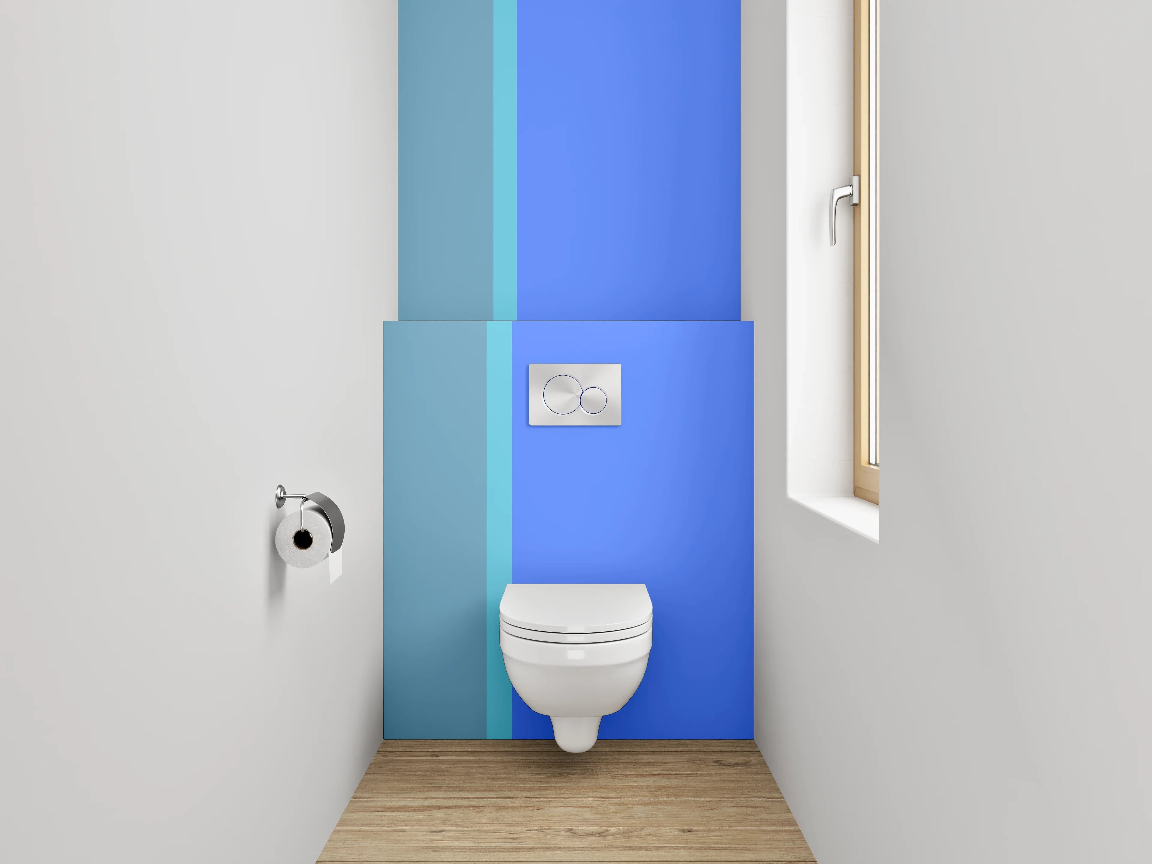 WC-Rückwand - Zweifarbige moderne blau-graue Wand