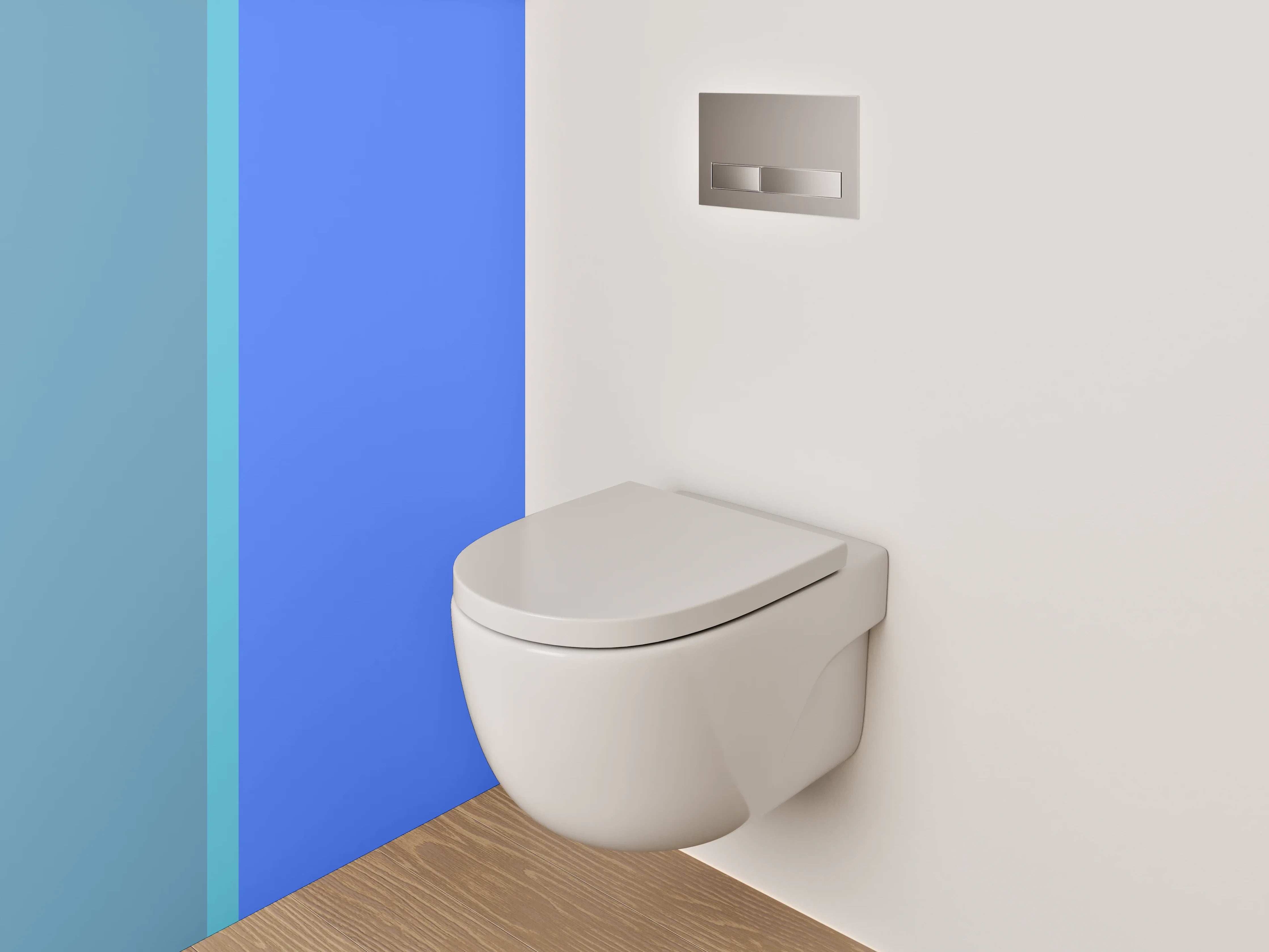 WC-Rückwand - Zweifarbige moderne blau-graue Wand