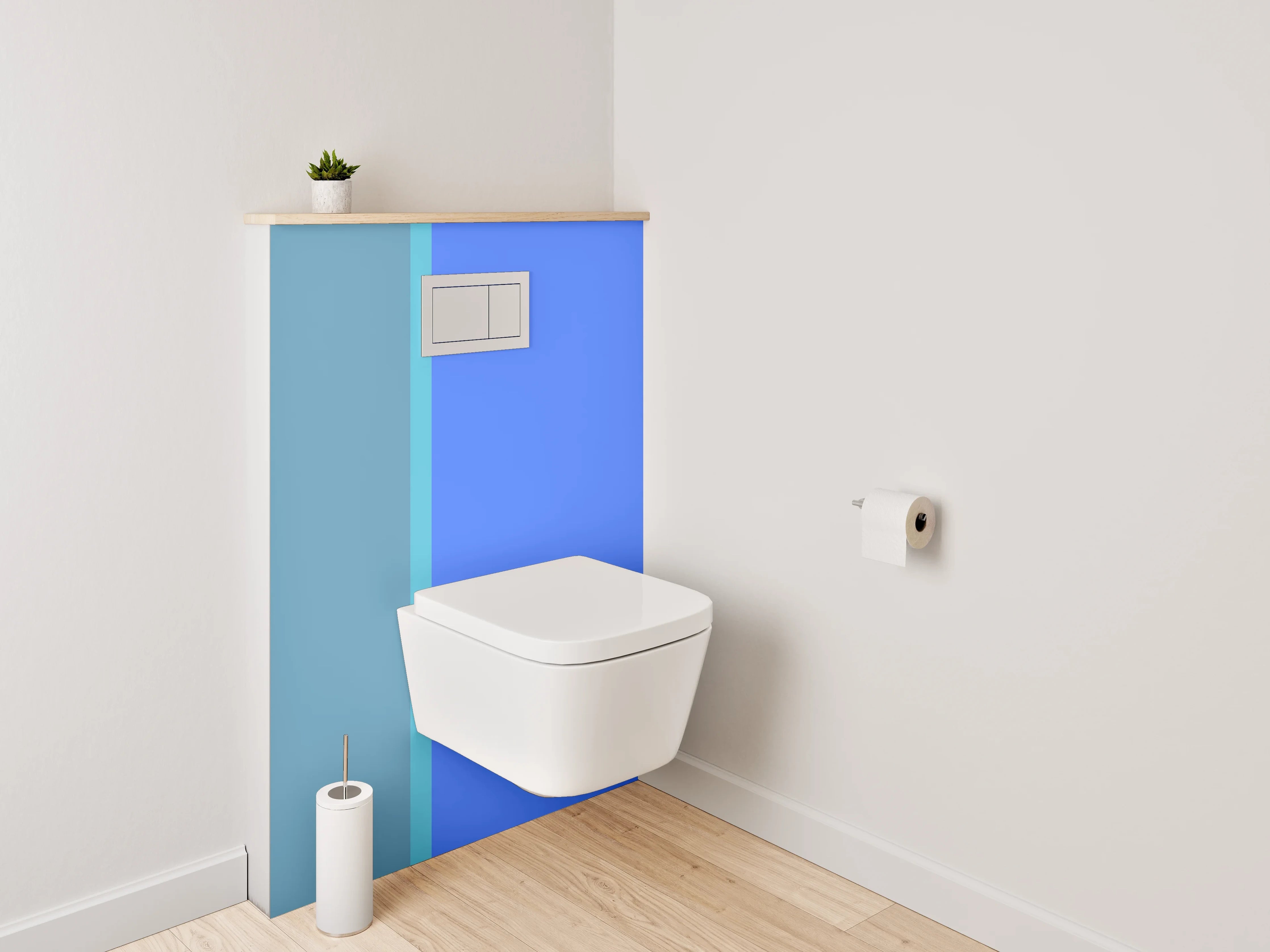WC-Rückwand - Zweifarbige moderne blau-graue Wand