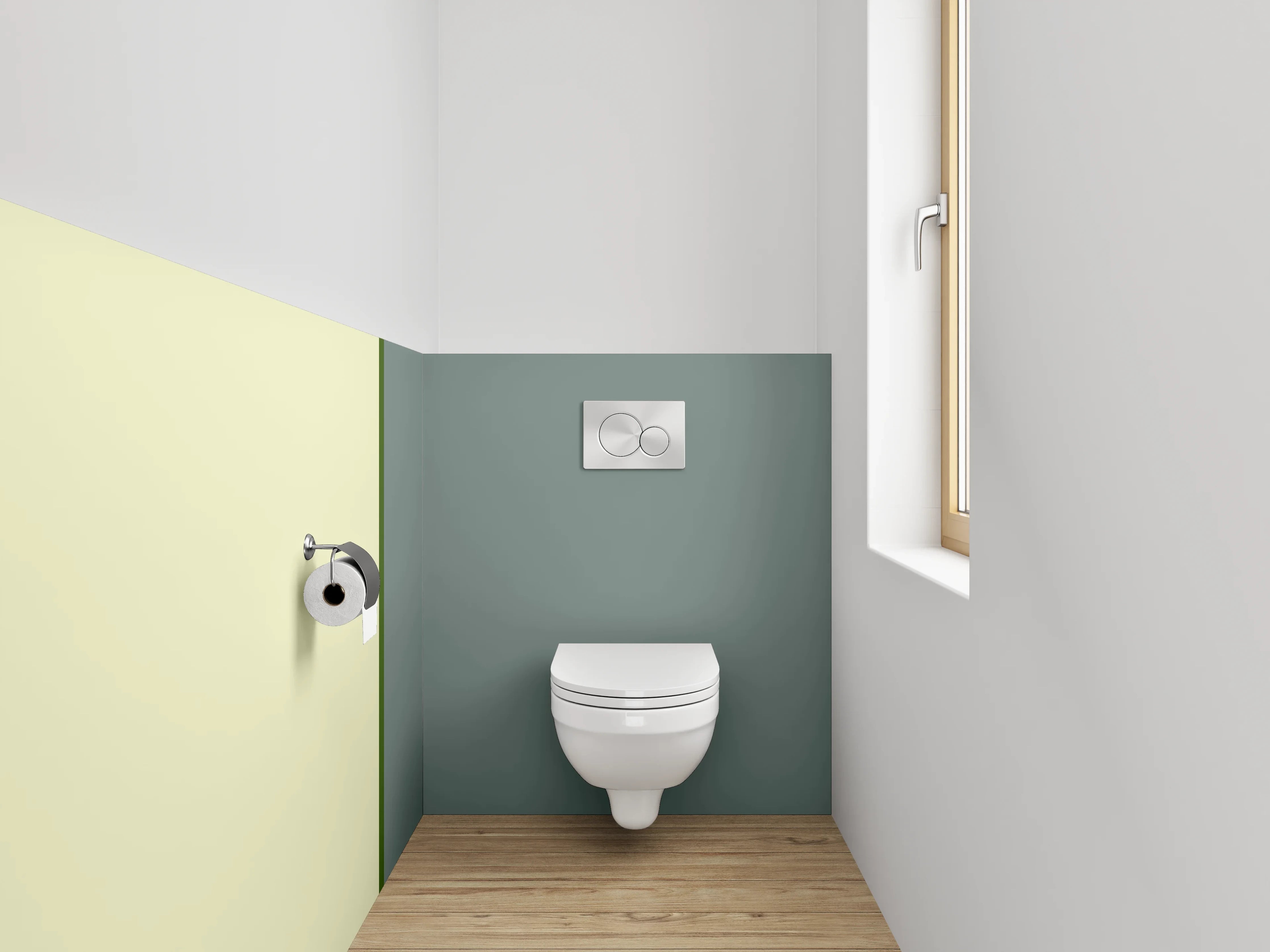 WC-Rückwand - Zweiteilige Farbfeld-Abstraktion Grau-Beige