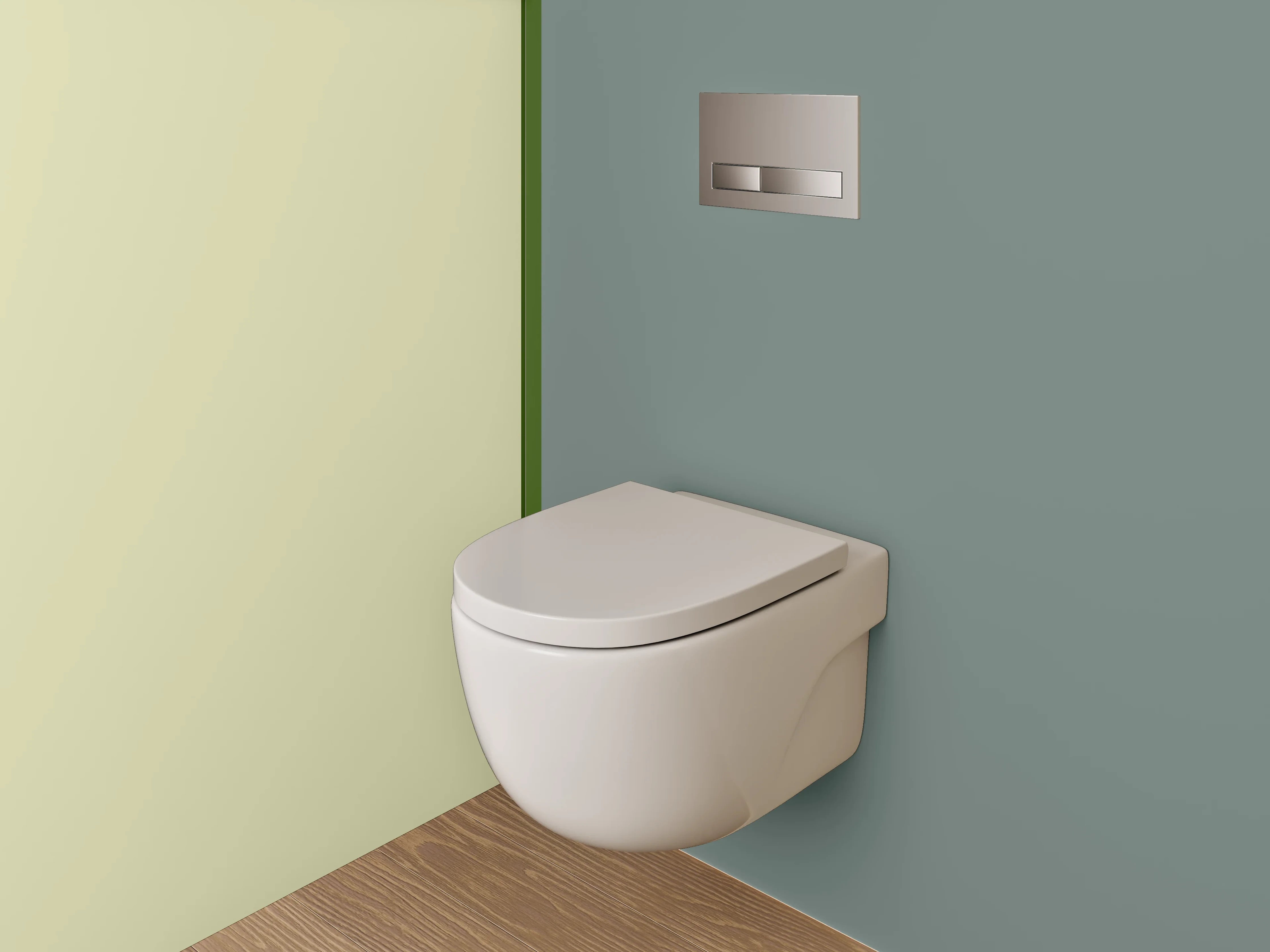 WC-Rückwand - Zweiteilige Farbfeld-Abstraktion Grau-Beige