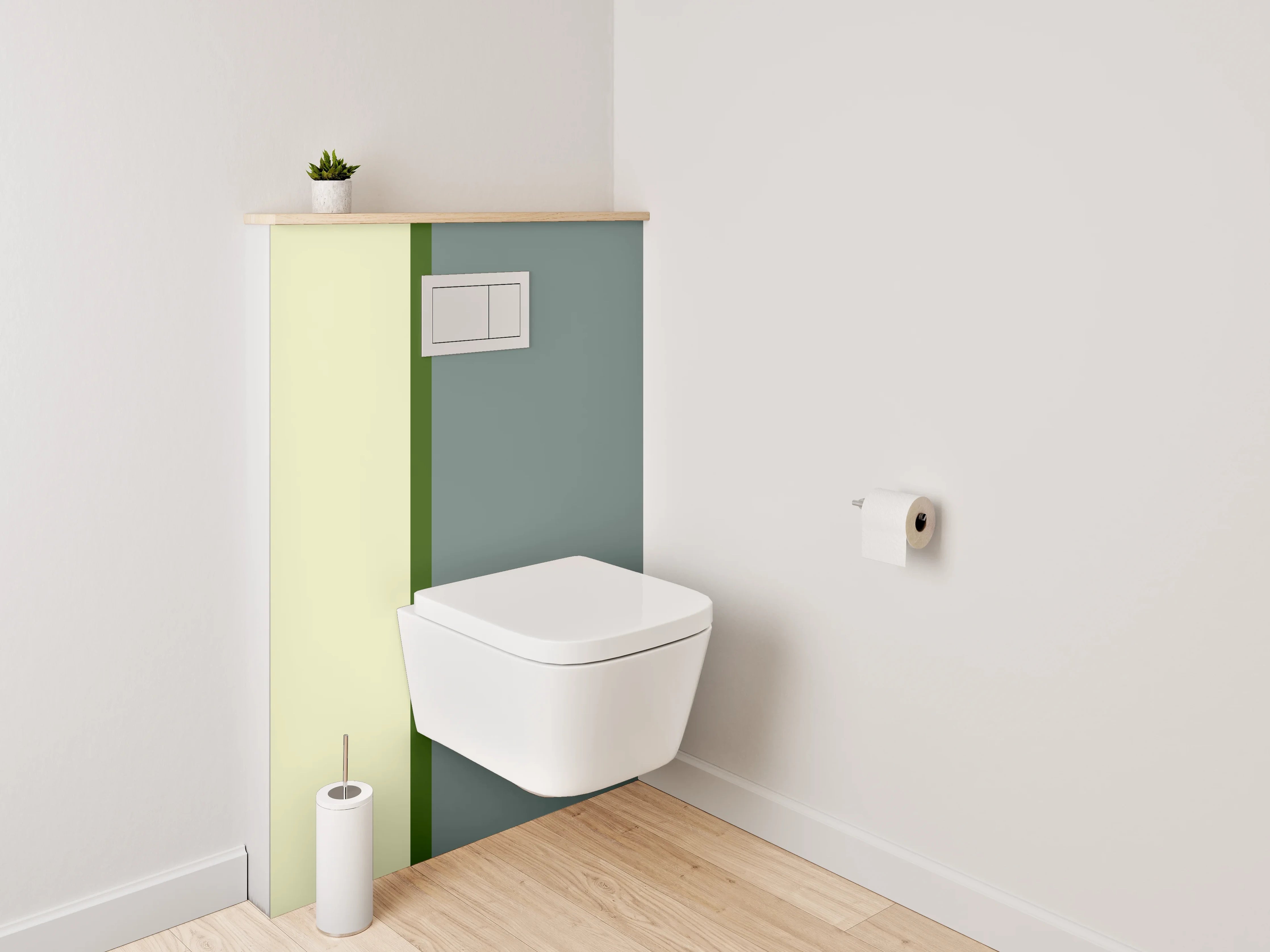 WC-Rückwand - Zweiteilige Farbfeld-Abstraktion Grau-Beige