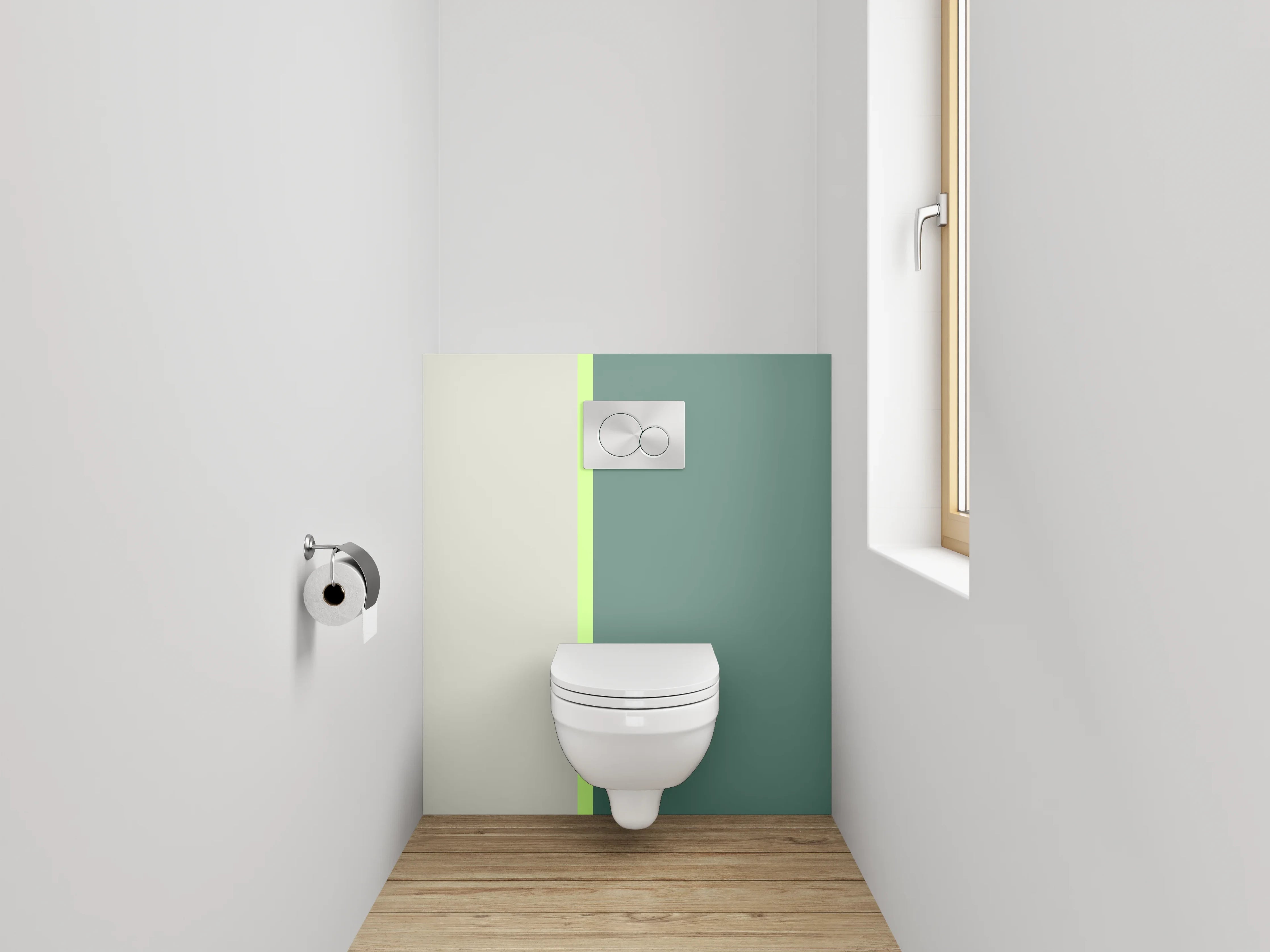 WC-Rückwand - Zweiteilige moderne Farbabtrennung