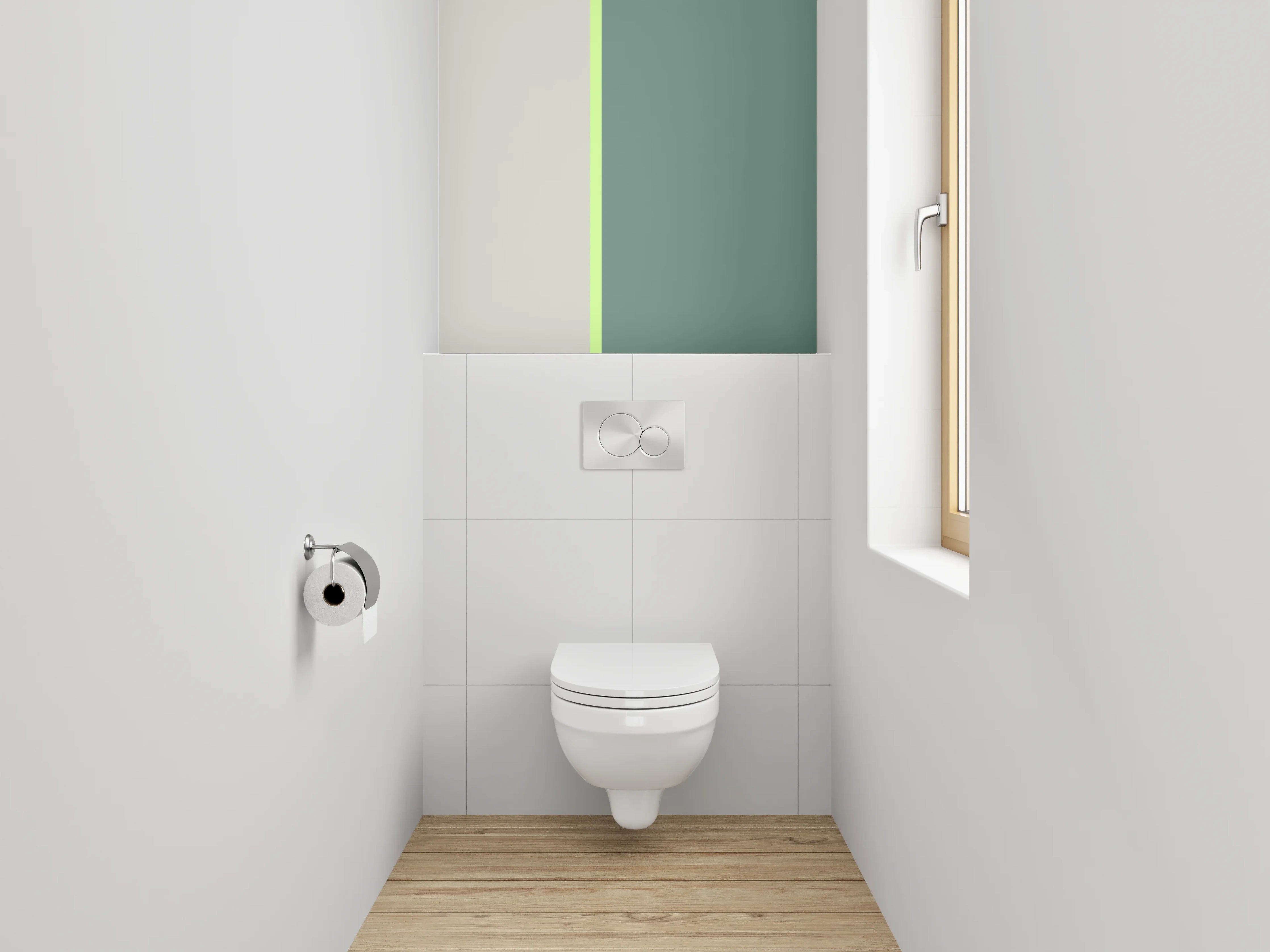 WC-Rückwand - Zweiteilige moderne Farbabtrennung