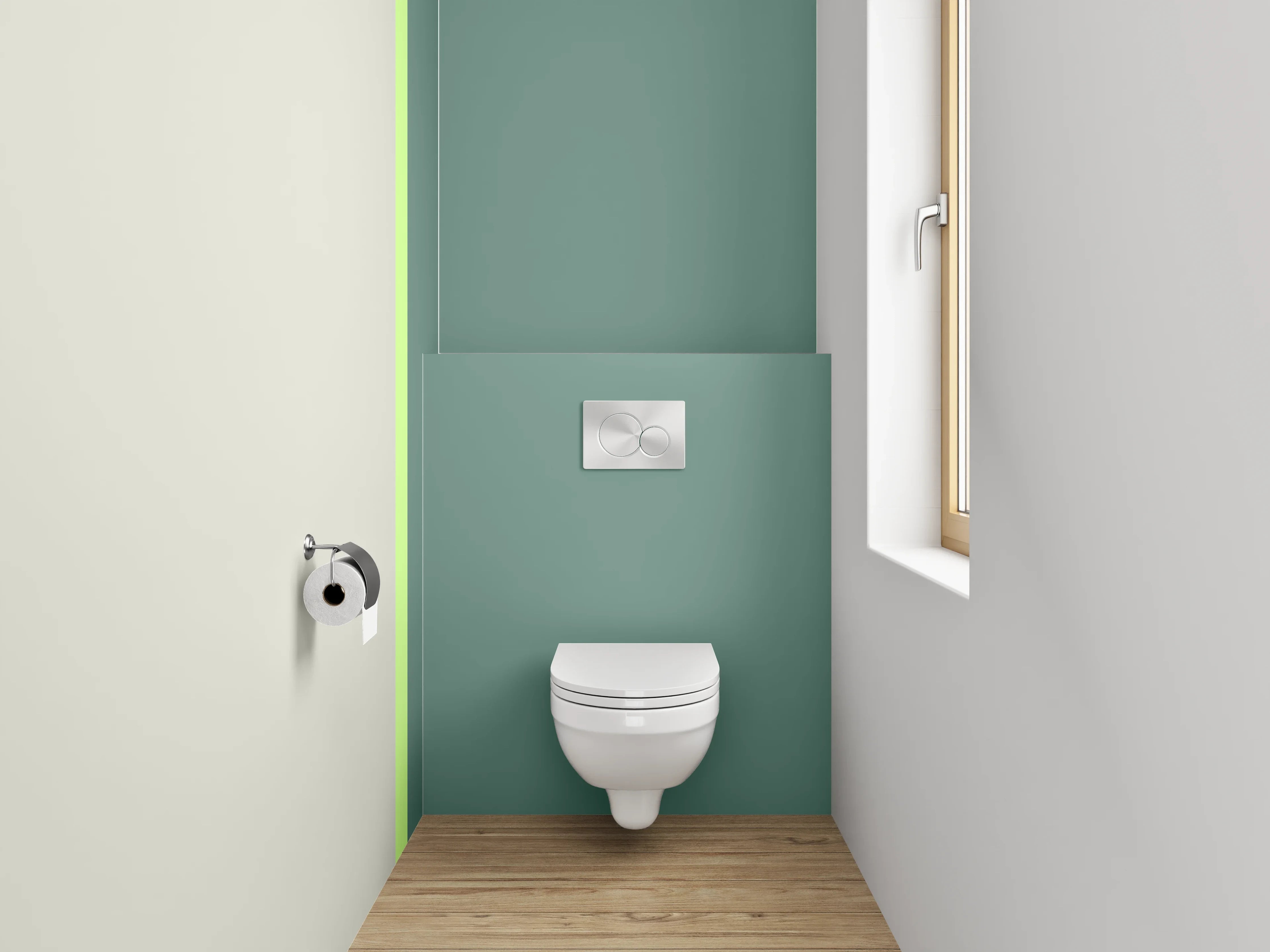 WC-Rückwand - Zweiteilige moderne Farbabtrennung
