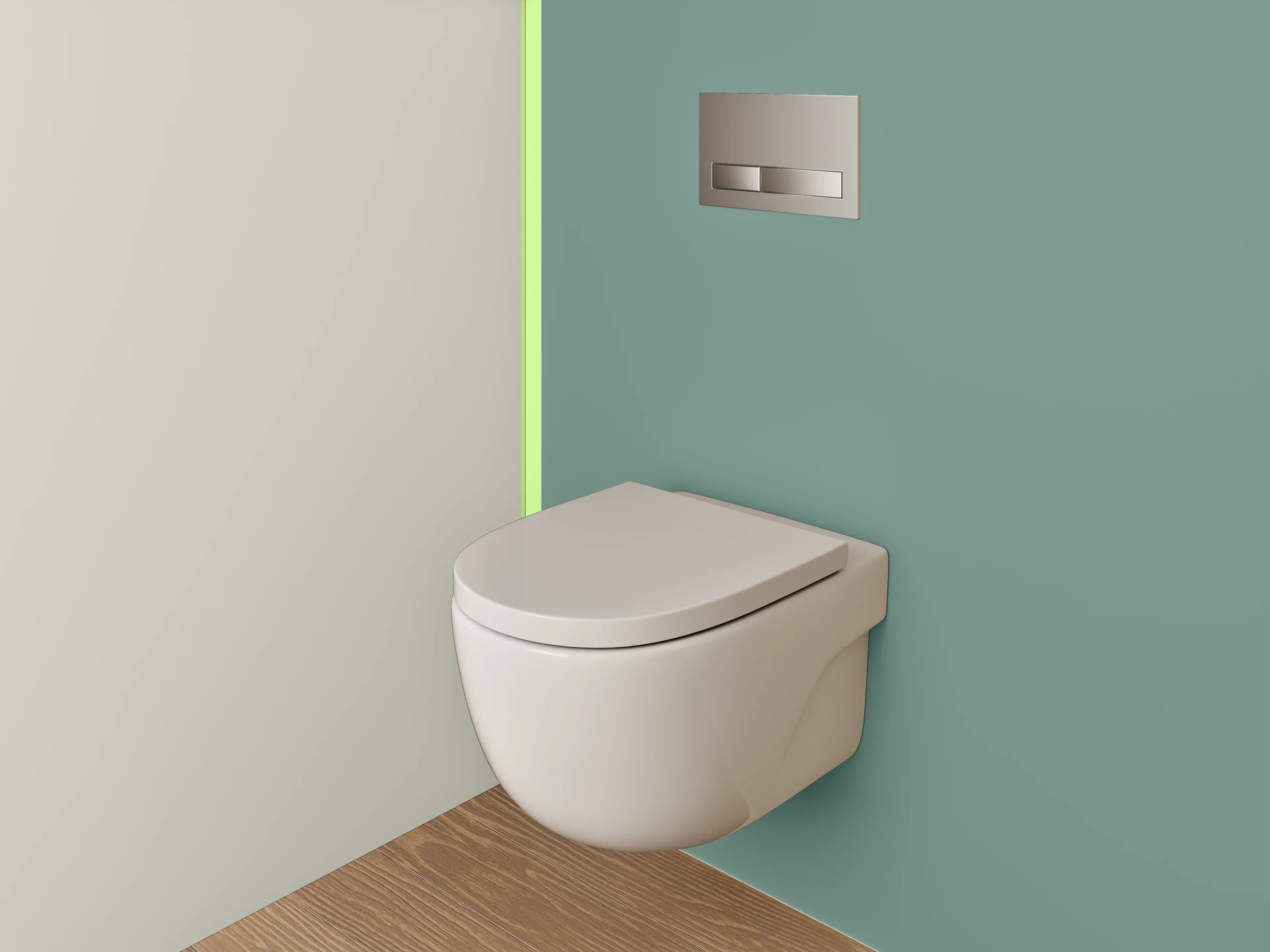 WC-Rückwand - Zweiteilige moderne Farbabtrennung