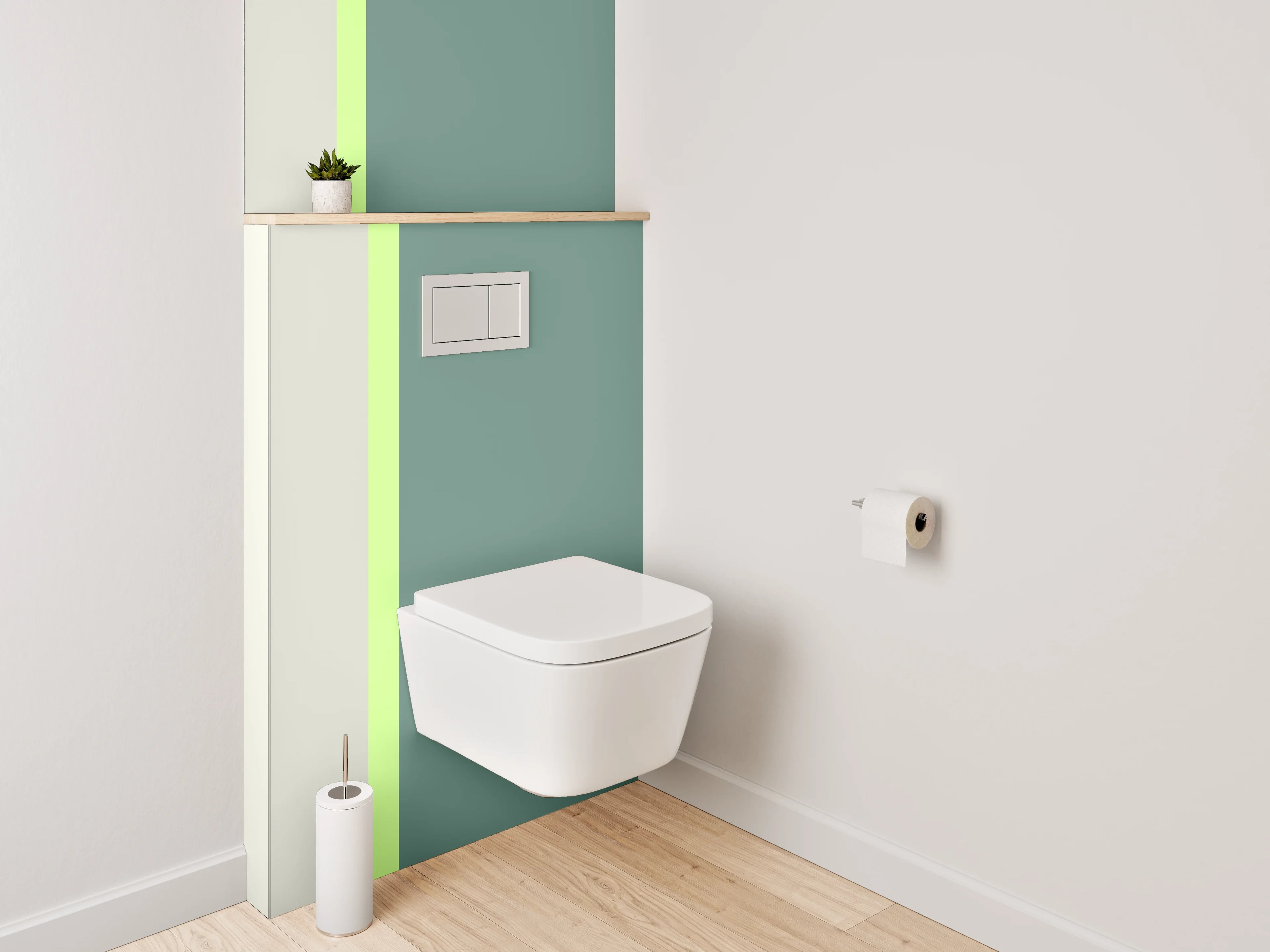 WC-Rückwand - Zweiteilige moderne Farbabtrennung