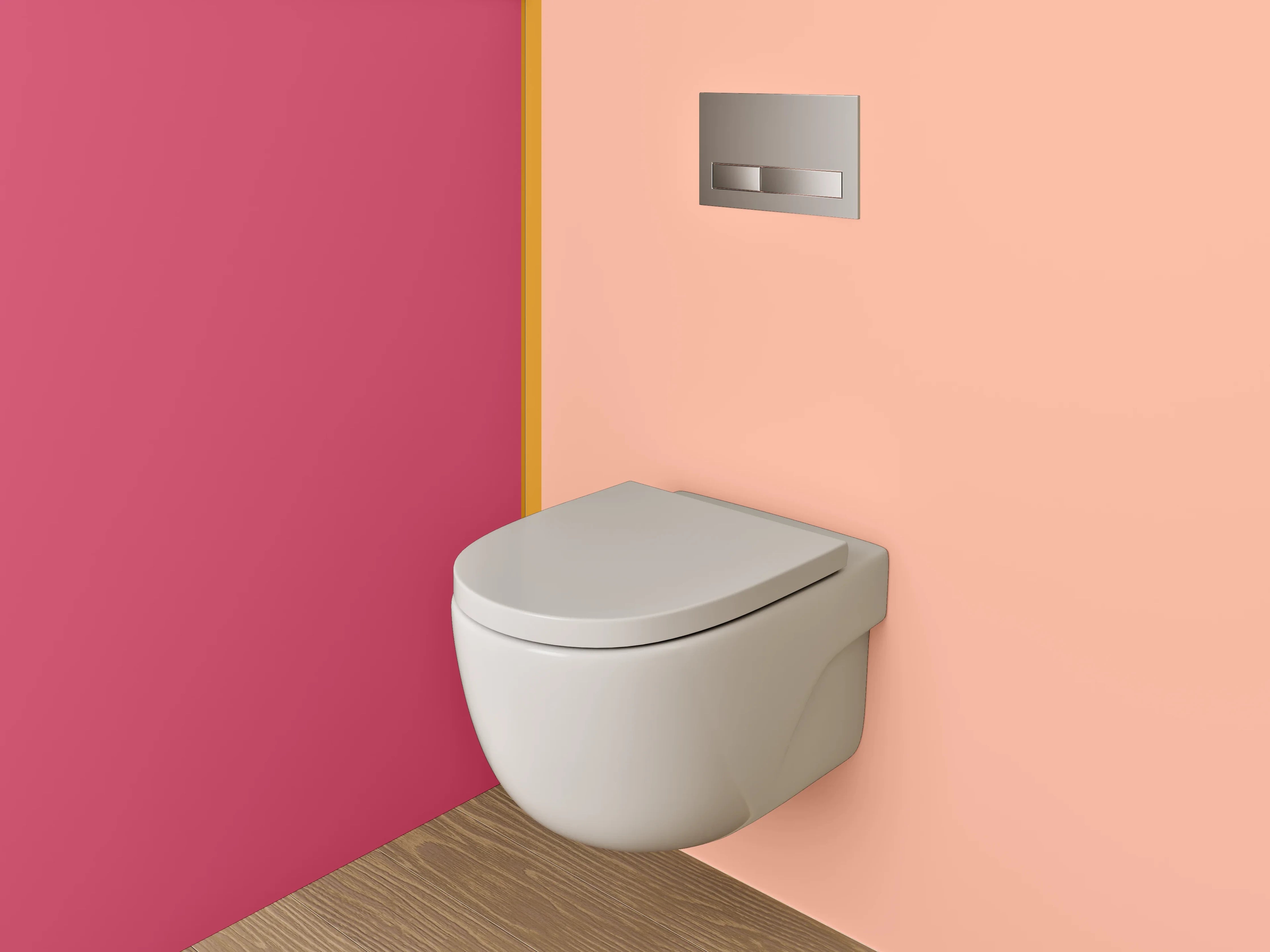 WC-Rückwand - Zweiteilige rosa und korallenfarbene Wandgestaltung