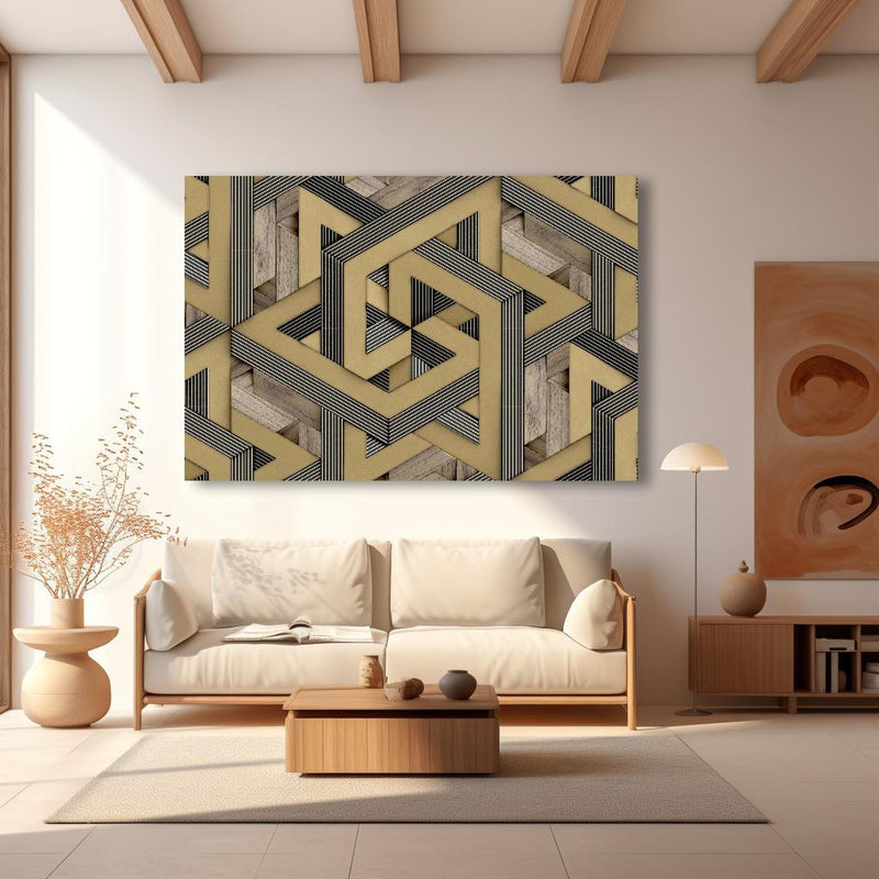 Wandbild - 3D- Tapeten Muster - Mosaik in modernem Wohnzimmer im Loft-Stil