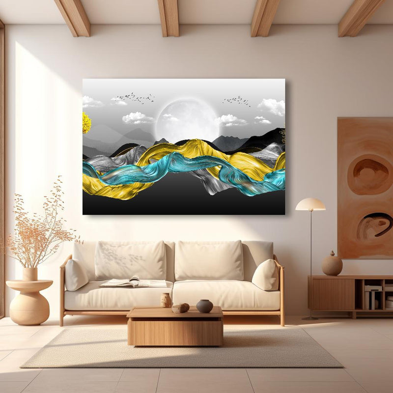 Wandbild - 3D Moderne Leinwand - Abstrakt in modernem Wohnzimmer im Loft-Stil