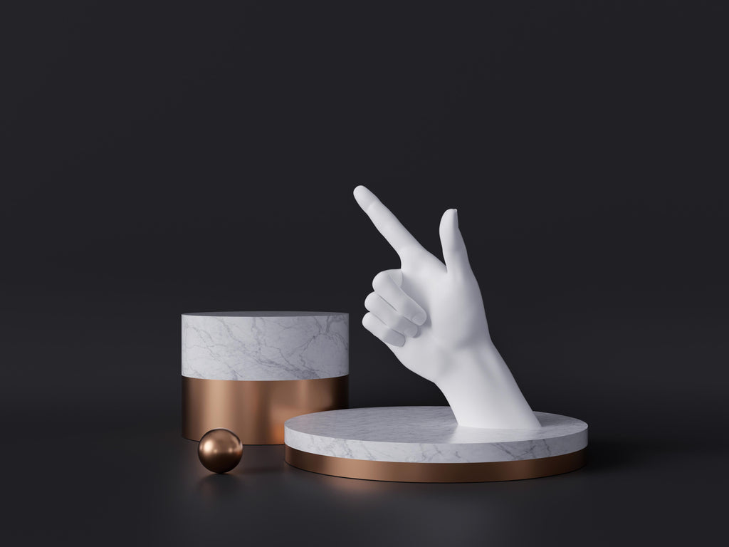 Wandbild-3D-Rendering einer weißen Hand