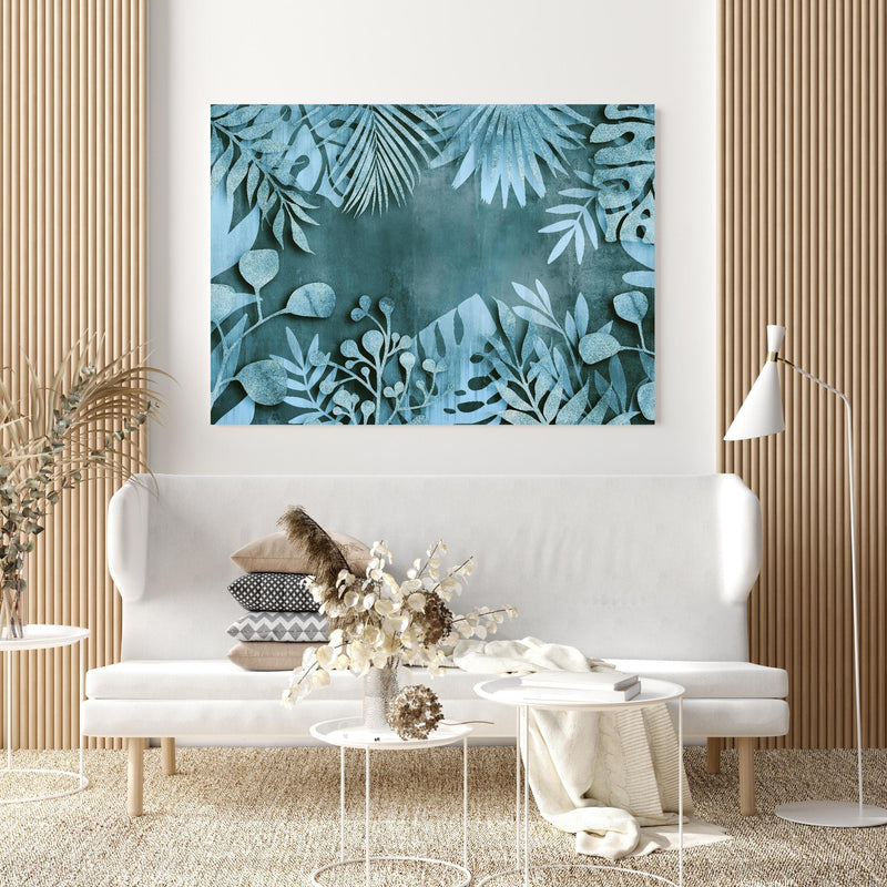 Wandbild - Abstract Botanical No3 in extravagant gestaltetem Raum mit minimalistischer Couch-quadratisch