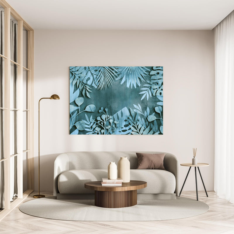 Wandbild - Abstract Botanical No3 in minimalistisch eingerichtetem cremefarbenen Wohnzimmer