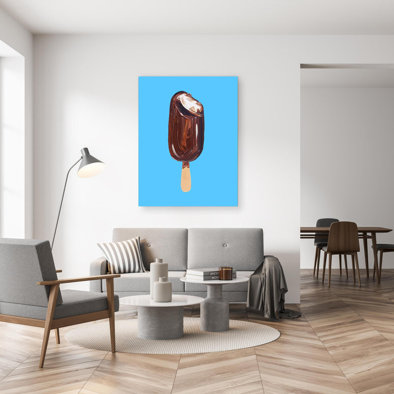 Wandbild - Acryl Zeichnung - Eis in gemütlichem Wohnzimmer neben grauer Retro-Lampe