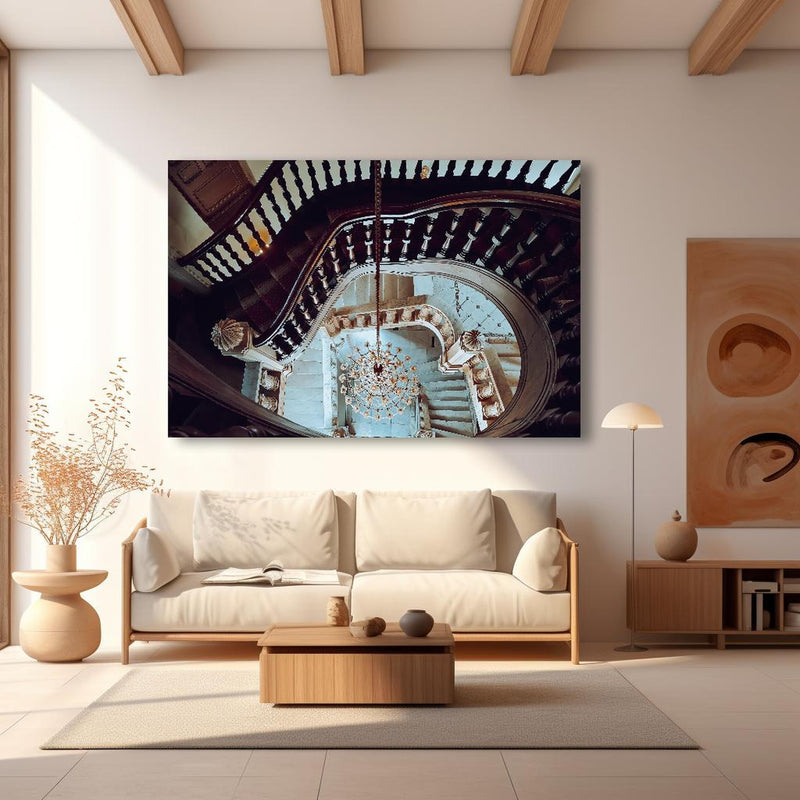 Wandbild - Alte Architektur - Baron Empain Palace in modernem Wohnzimmer im Loft-Stil