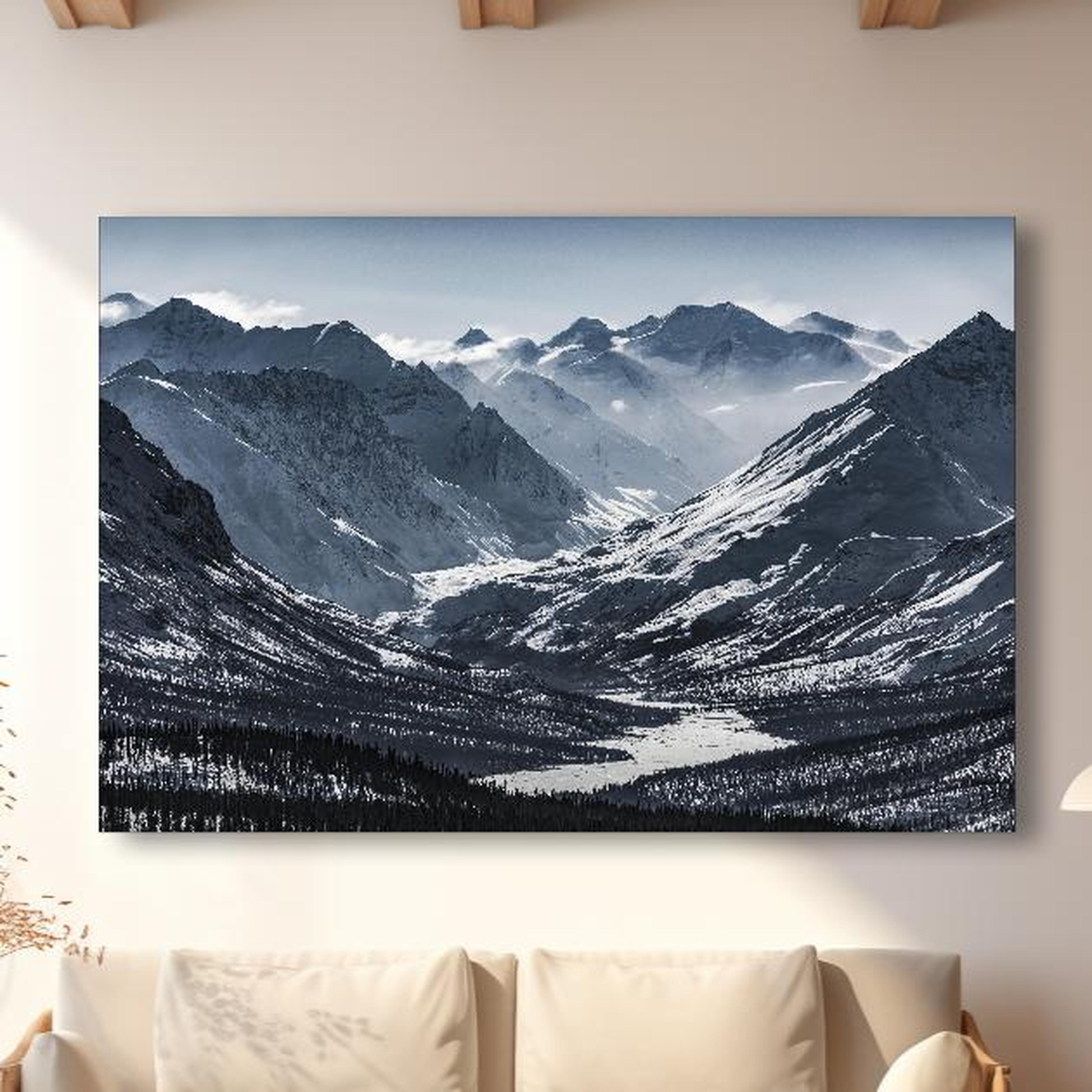 Wandbild - Berge in Alaska in modernem Wohnzimmer im Loft-Stil Zoom