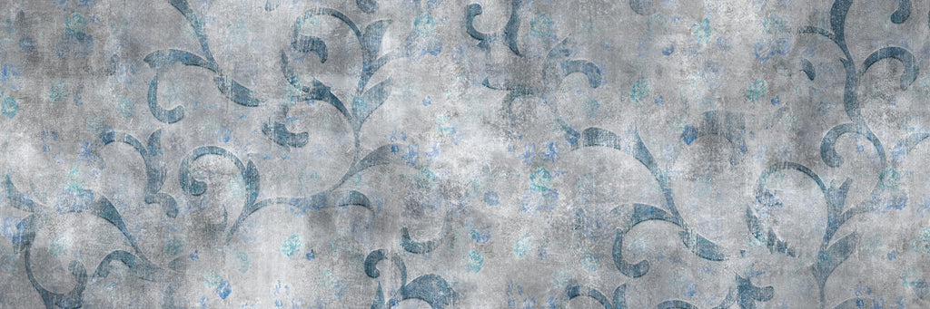 Wandbild-Blaues Blätter Muster - Zement