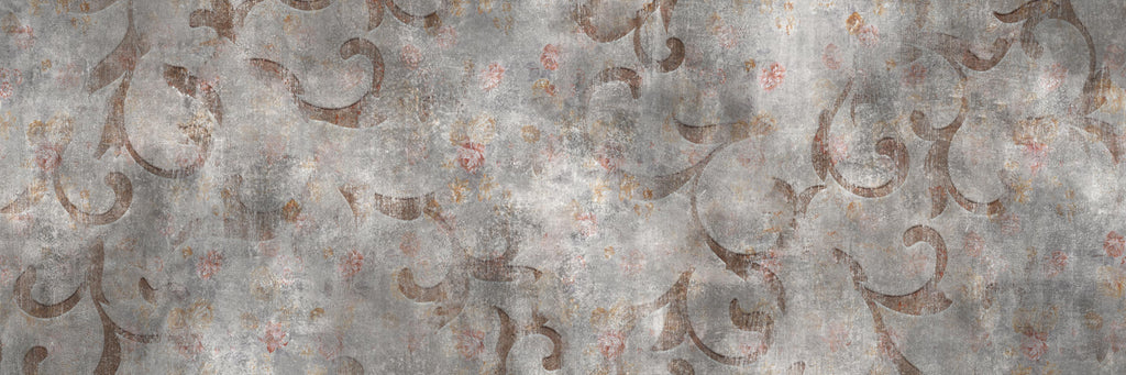 Wandbild-Braunes Blätter Muster auf gräulichem Zement