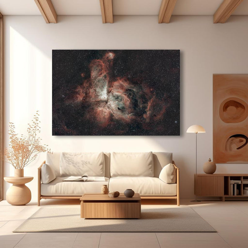 Wandbild - Carinanebel - Sternenbild in modernem Wohnzimmer im Loft-Stil