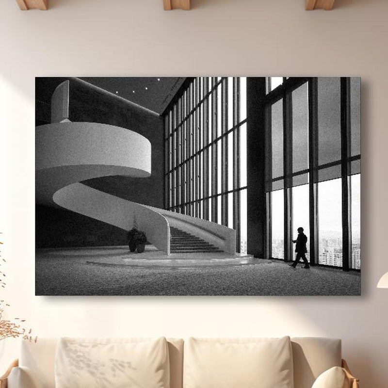 Wandbild - Conrad Osaka in modernem Wohnzimmer im Loft-Stil Zoom