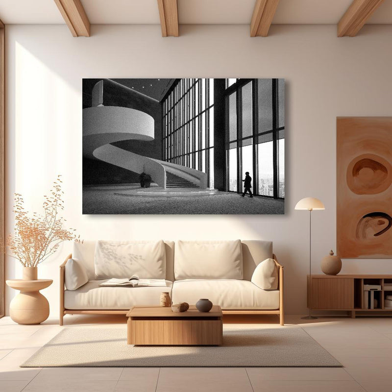 Wandbild - Conrad Osaka in modernem Wohnzimmer im Loft-Stil