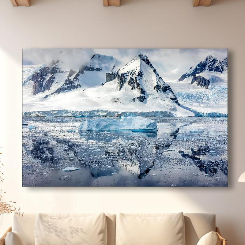 Wandbild - Eisberg Gletscher in modernem Wohnzimmer im Loft-Stil Zoom