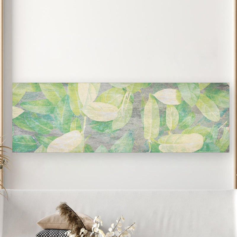 Wandbild - Florale Wand - Gräulich in extravagant gestaltetem Raum mit minimalistischer Couch-rechteckig Zoom
